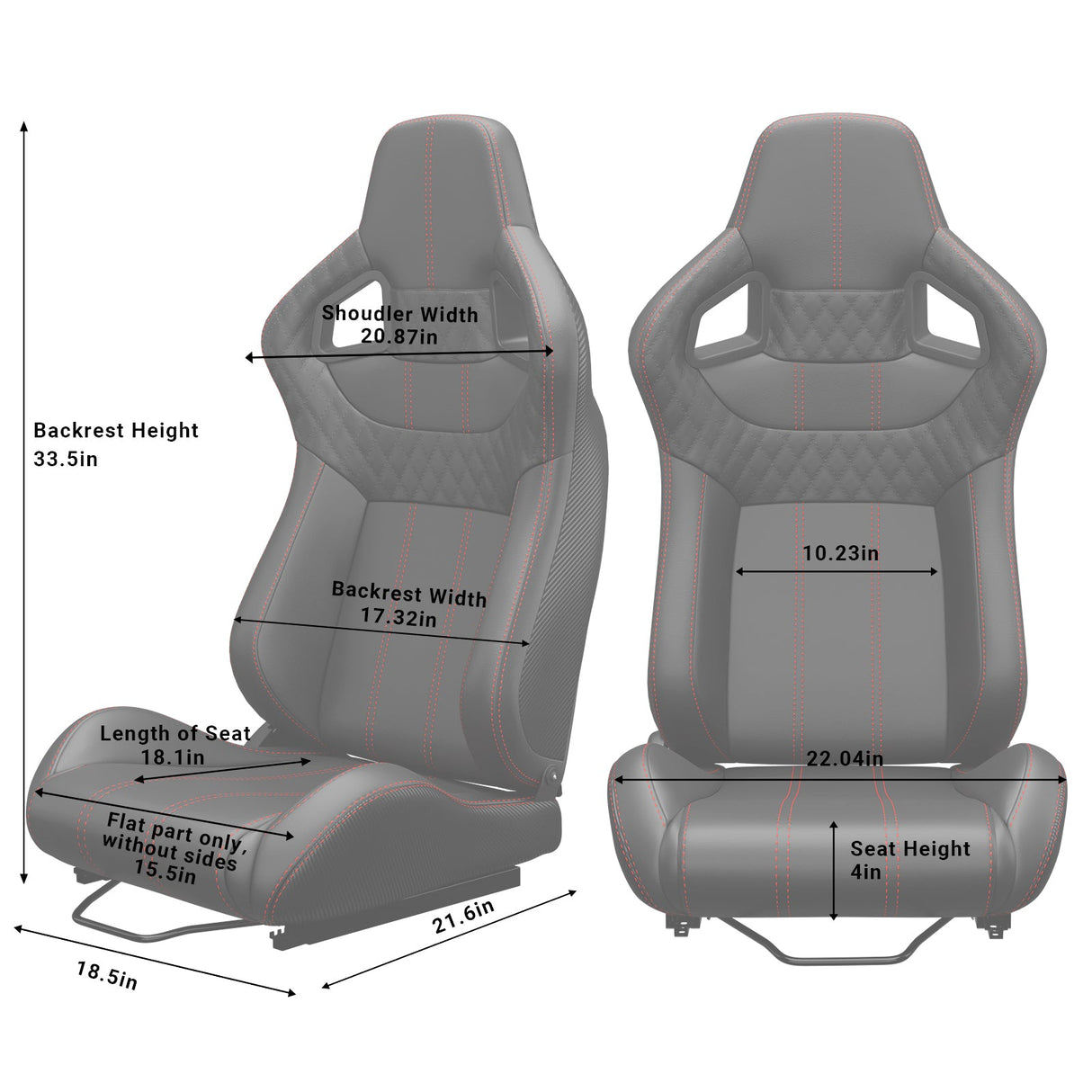 2PC Universal Bucket Racing Seats