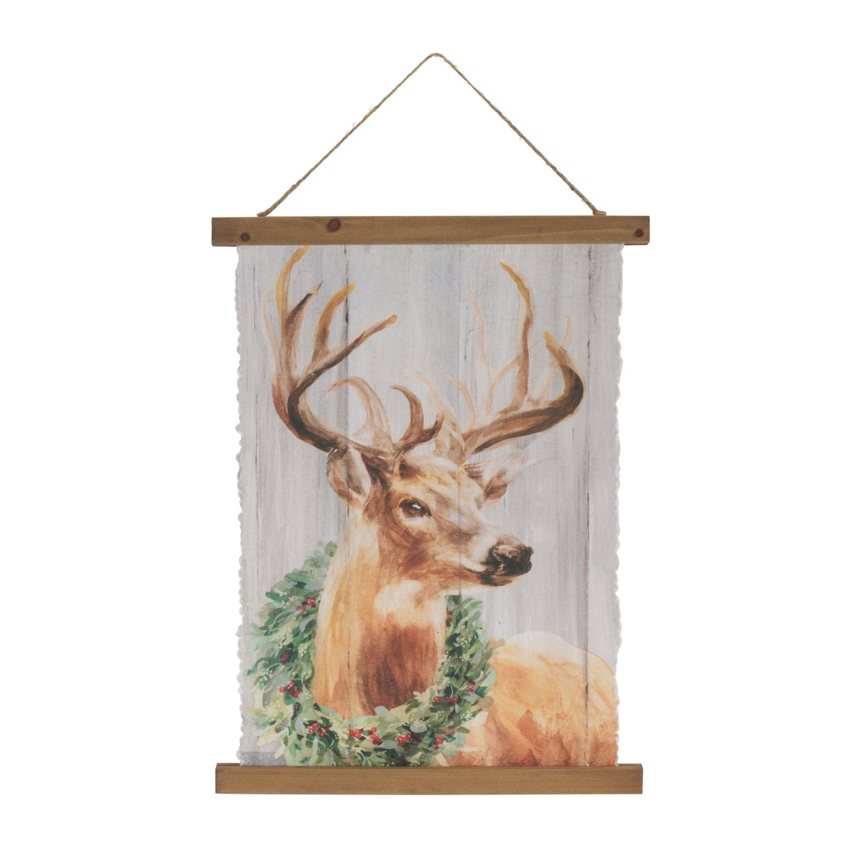 Woodland Deer Christmas Hanging Banner 14"H