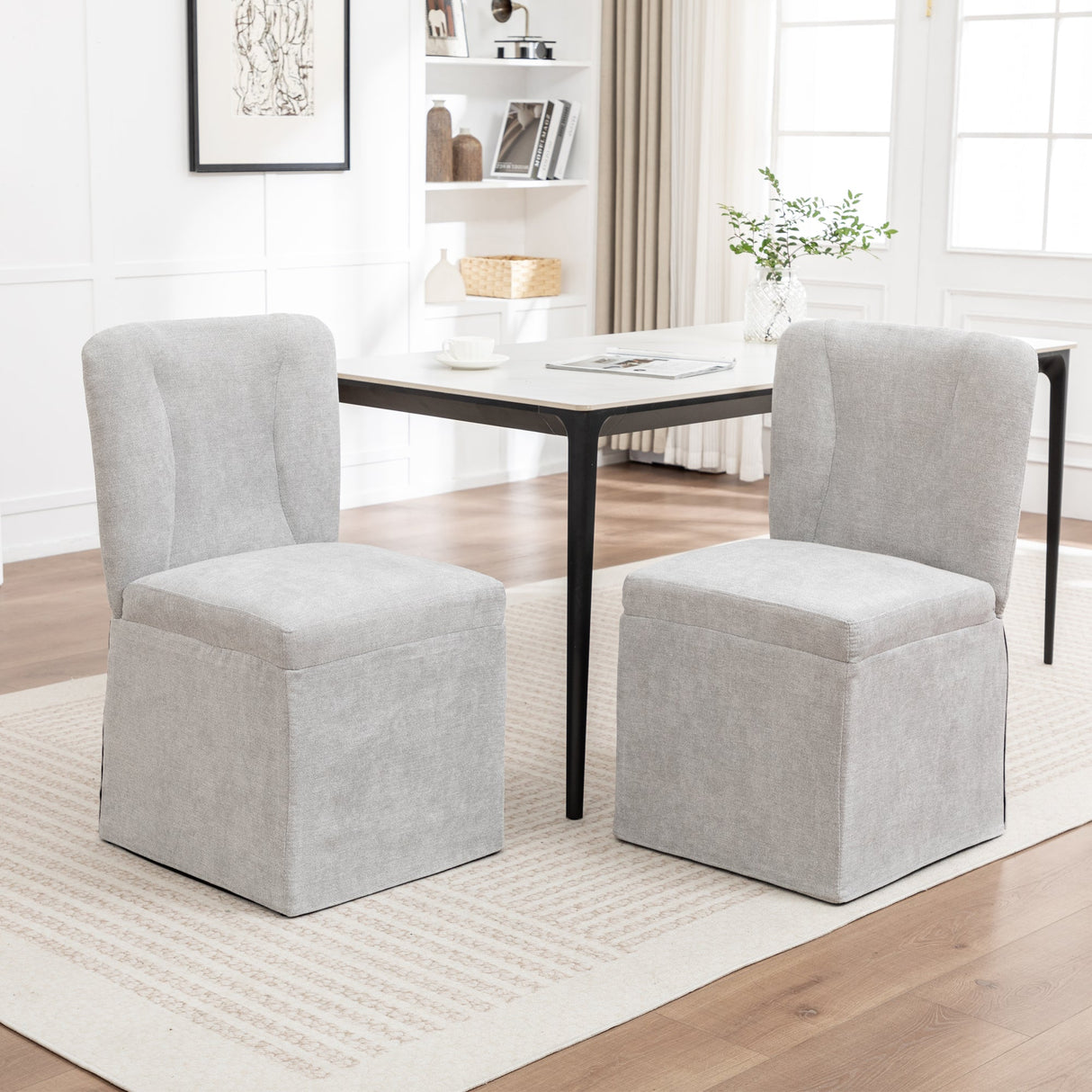 Linen Dining Chairs - Modern Fabric Side Chairs for Dining Room
