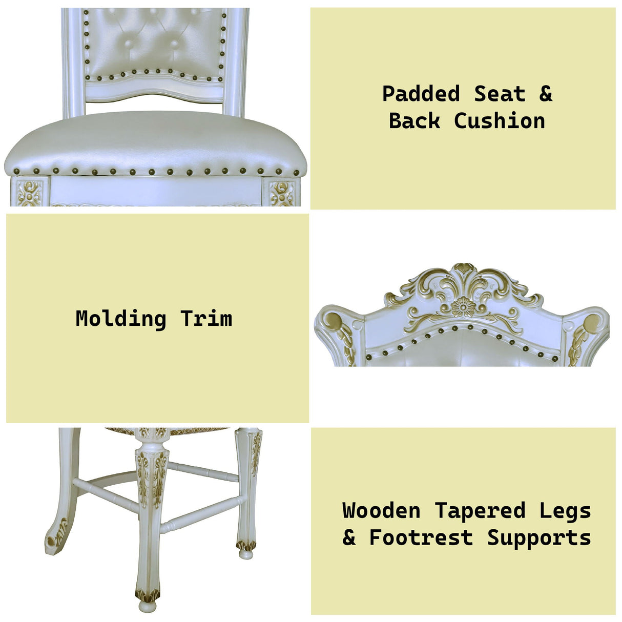 Vendome Antique Counter Height Chair Set of 2 - White