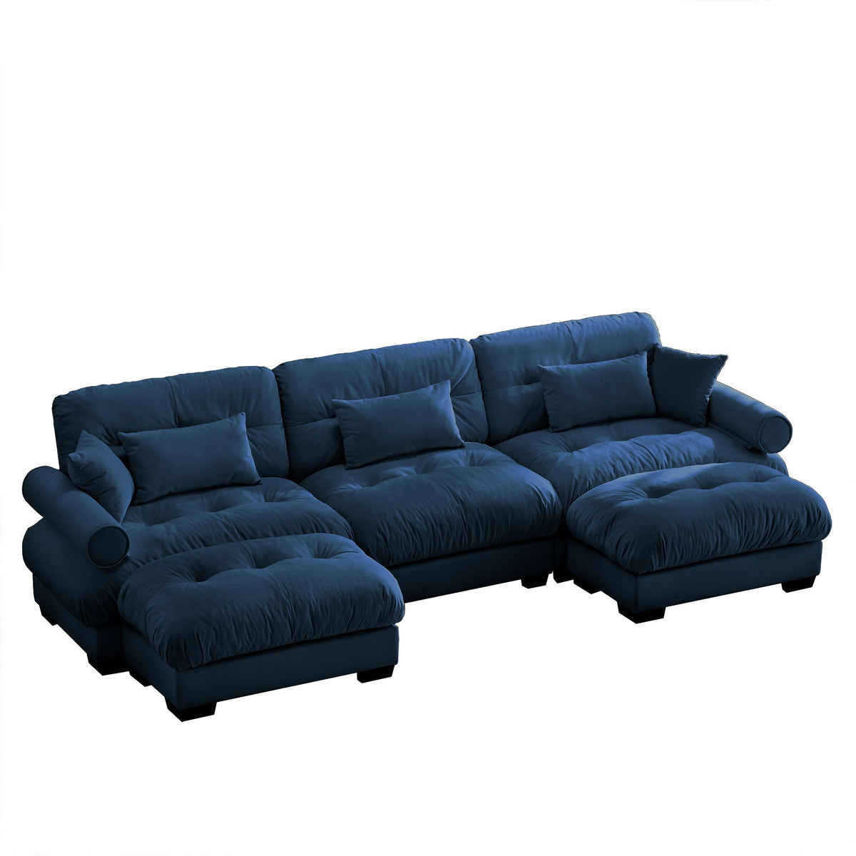 Oversized Modular Sectional Sofa with Movable Ottoman - Fabric, Multiple Colors