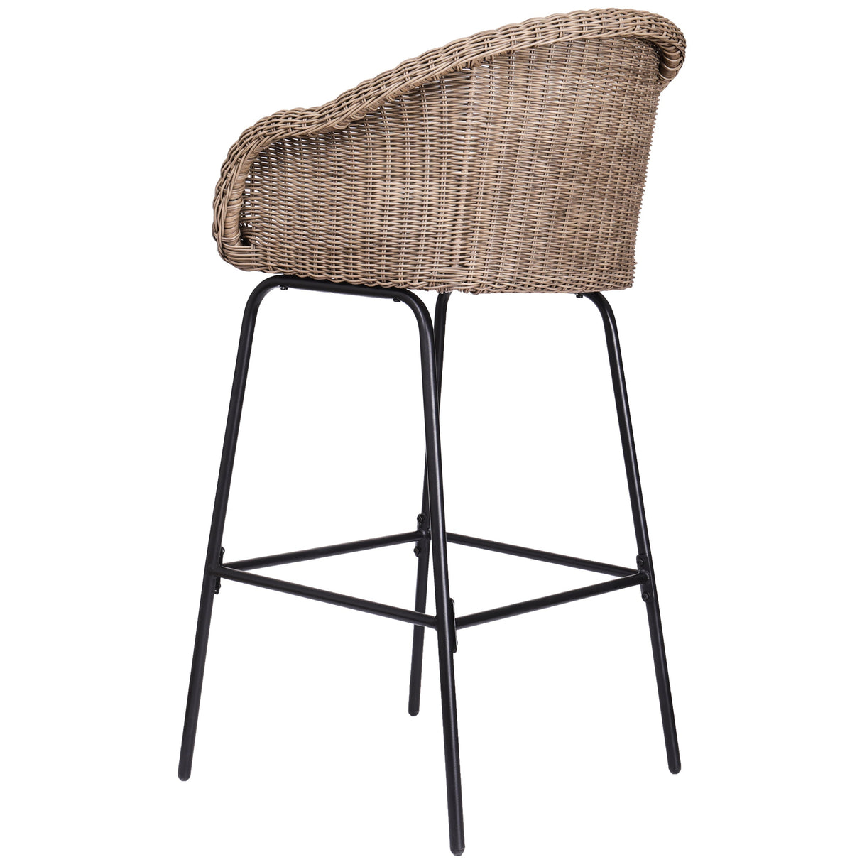 Ladd Outdoor Metal Wicker Barstool Light Brown Faux Wicker Set of 2