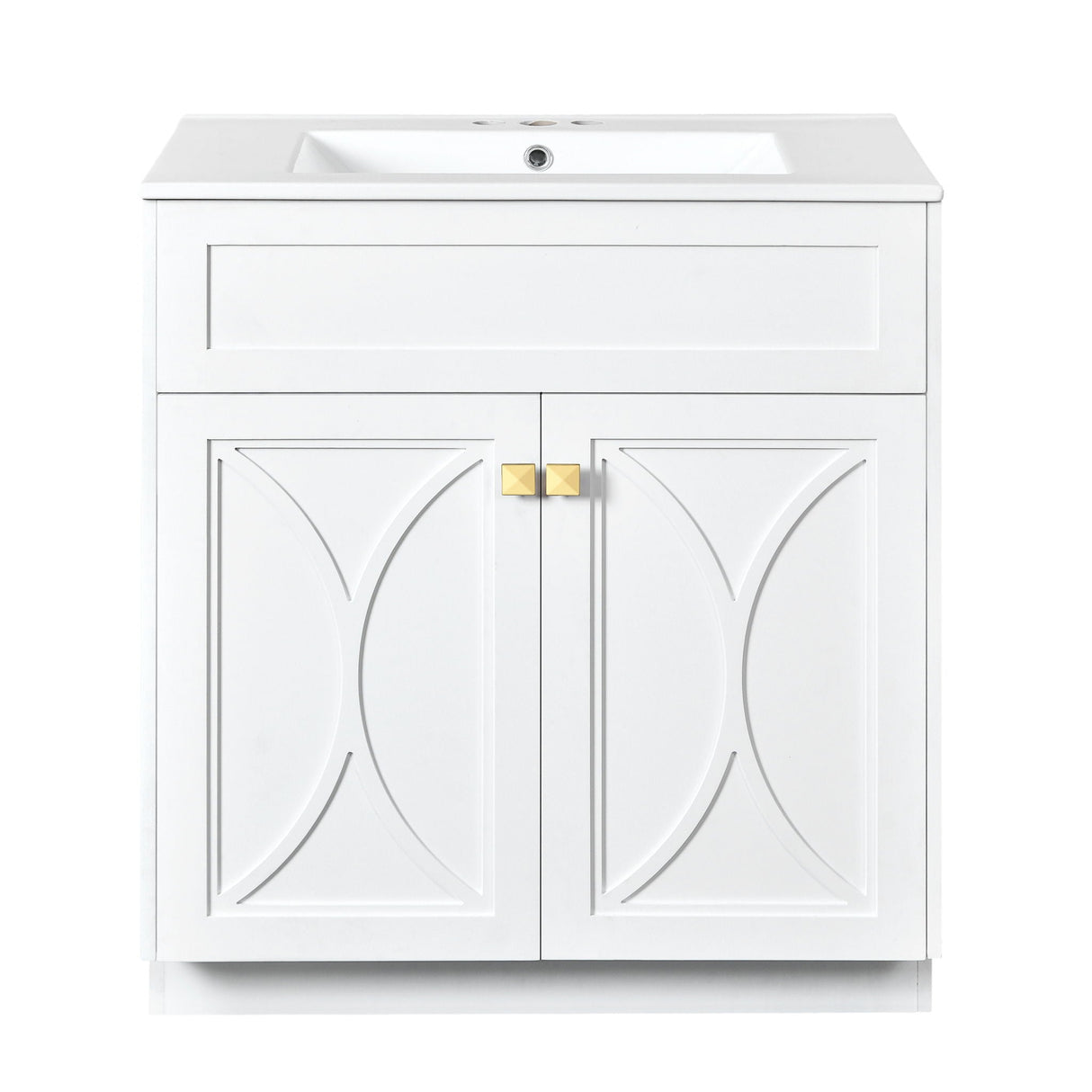 Bathroom Vanity With Sink, Freestanding Storage Cabinet With Handles, Soft Closing Doors