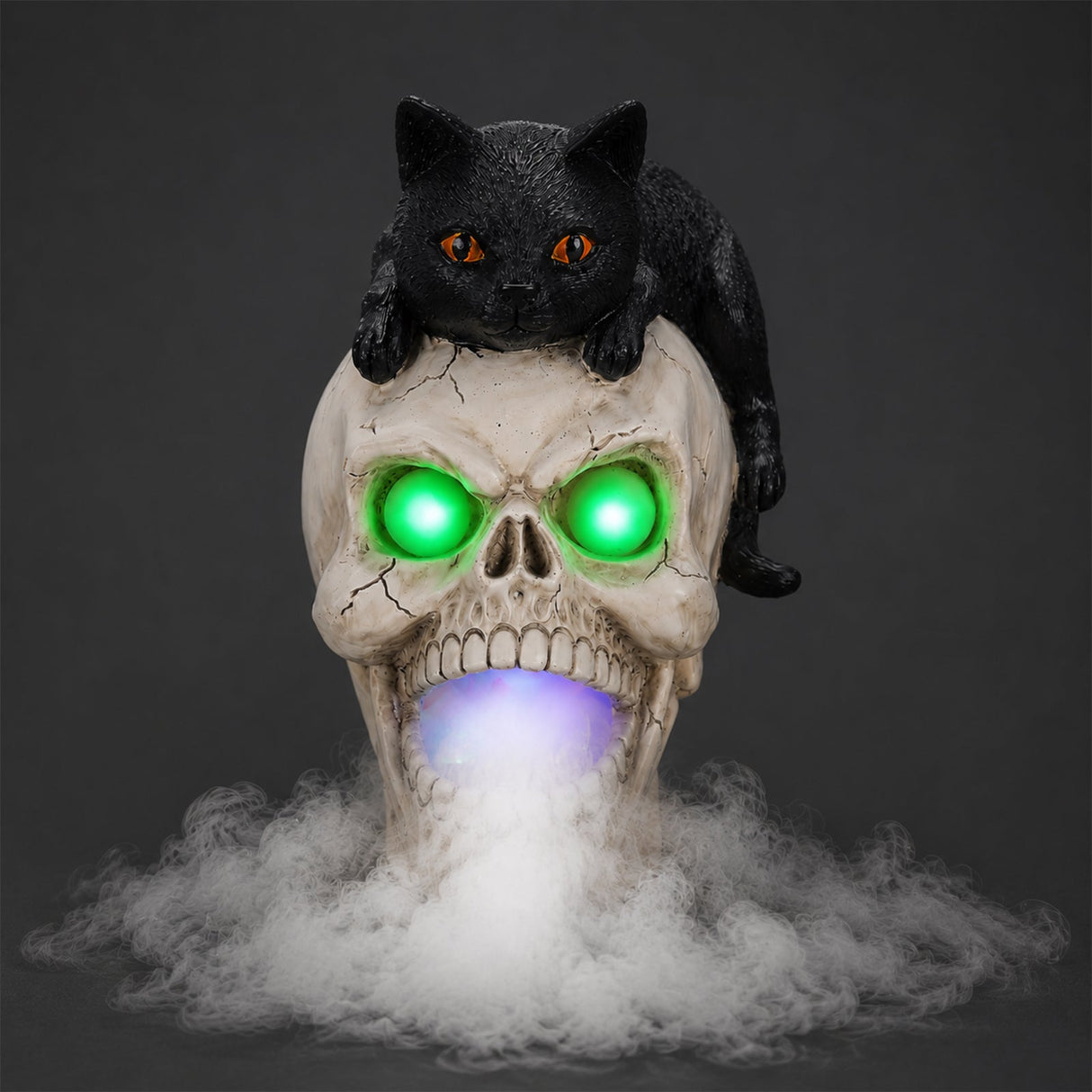Halloween Cat Skull Statue