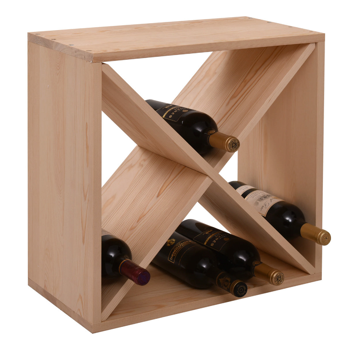 24-Bottle-Modular-Wine-Rack,-Stackable-Wine-Storage-Cube,-Burlywood-Bar-Carts-and-Servers