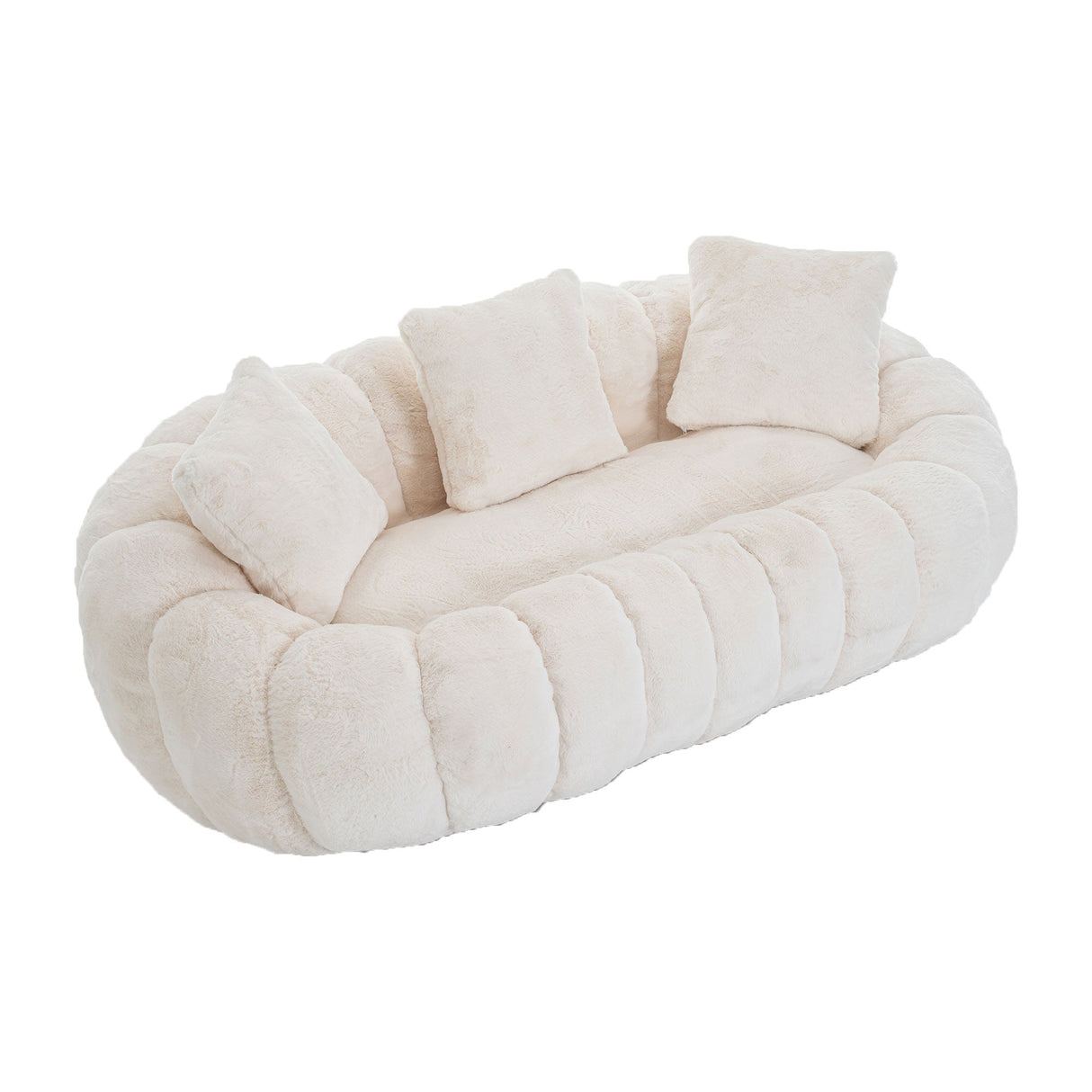 Floral-Shaped Ultra-Soft Faux Fur Two-Seater Sofa