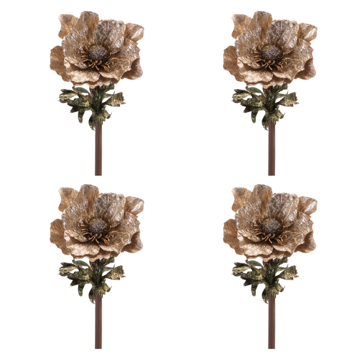 Metallic Anemone Flower Stem (Set of 4)