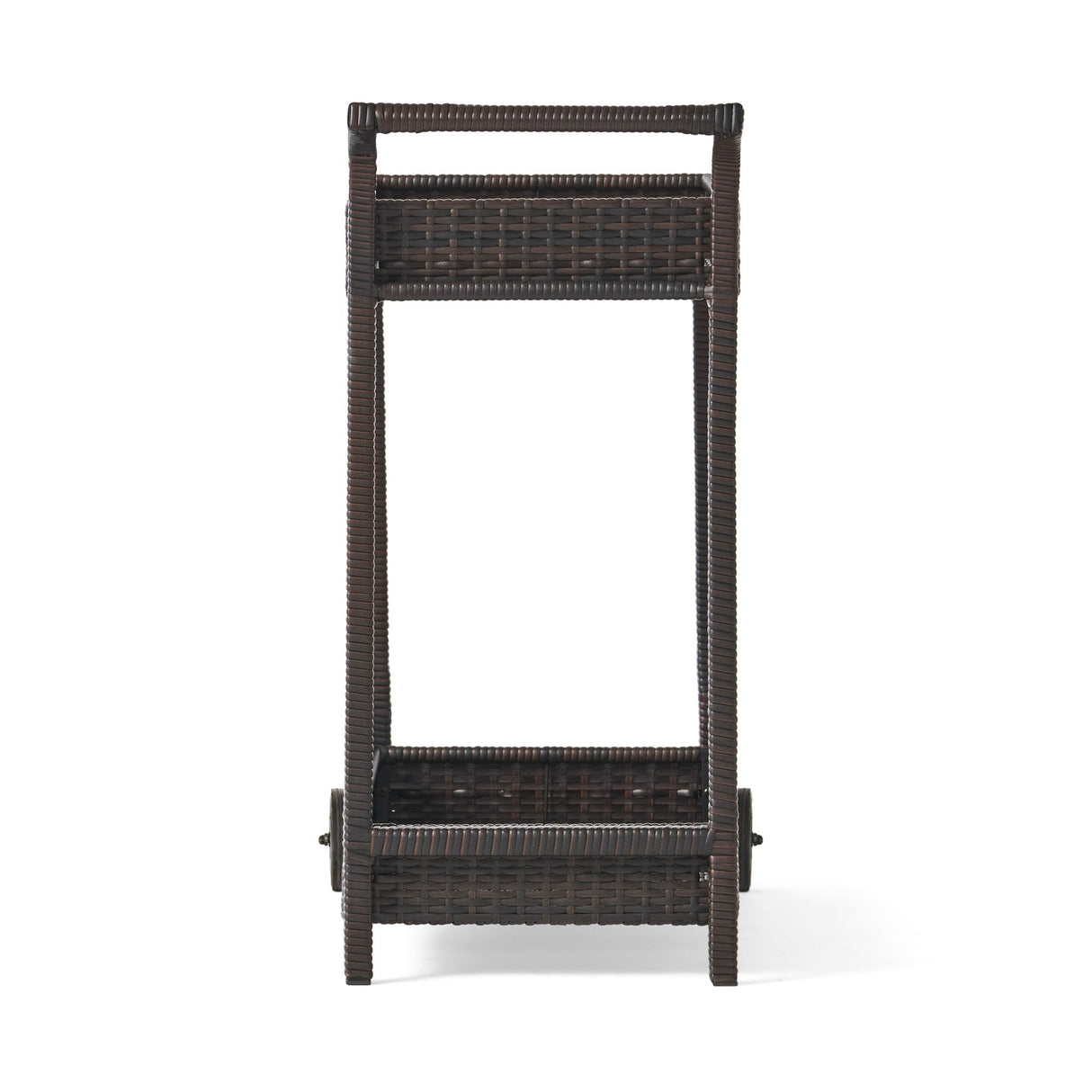 Resin Wicker Bar Cart With Metal Frame - Brown
