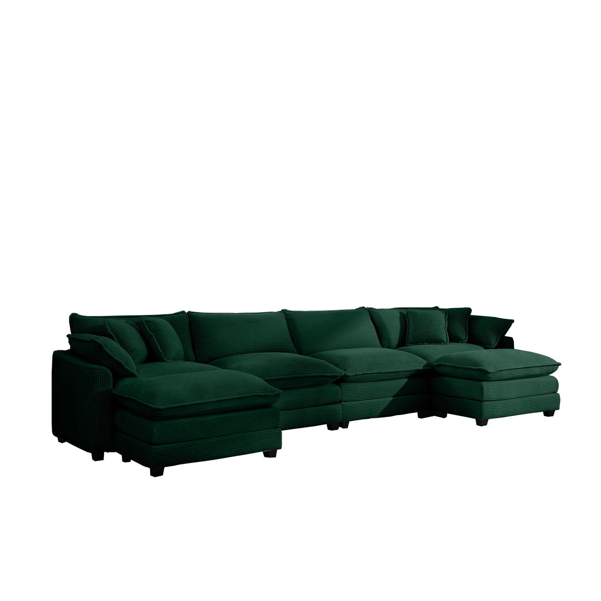 Modern Oversized Modular Cushion Sofa With Ottoman, Low Back, Deep Seating Sofa Set