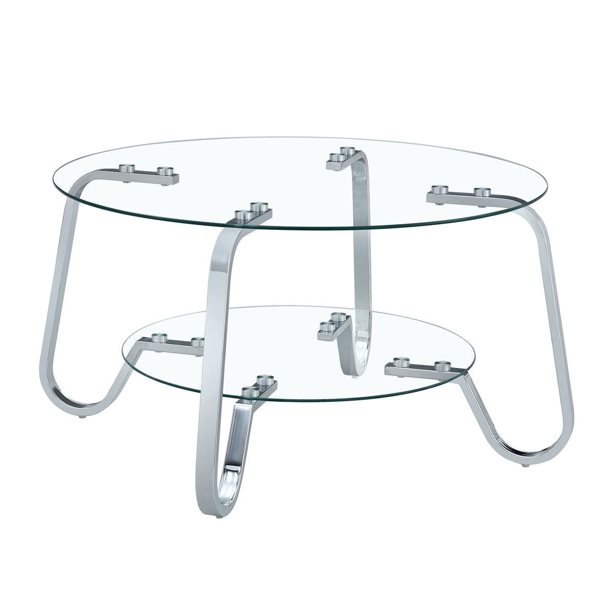 Double Layer Coffee Table with Double-Layer Glass - Pearl Silver, Gold, or Black
