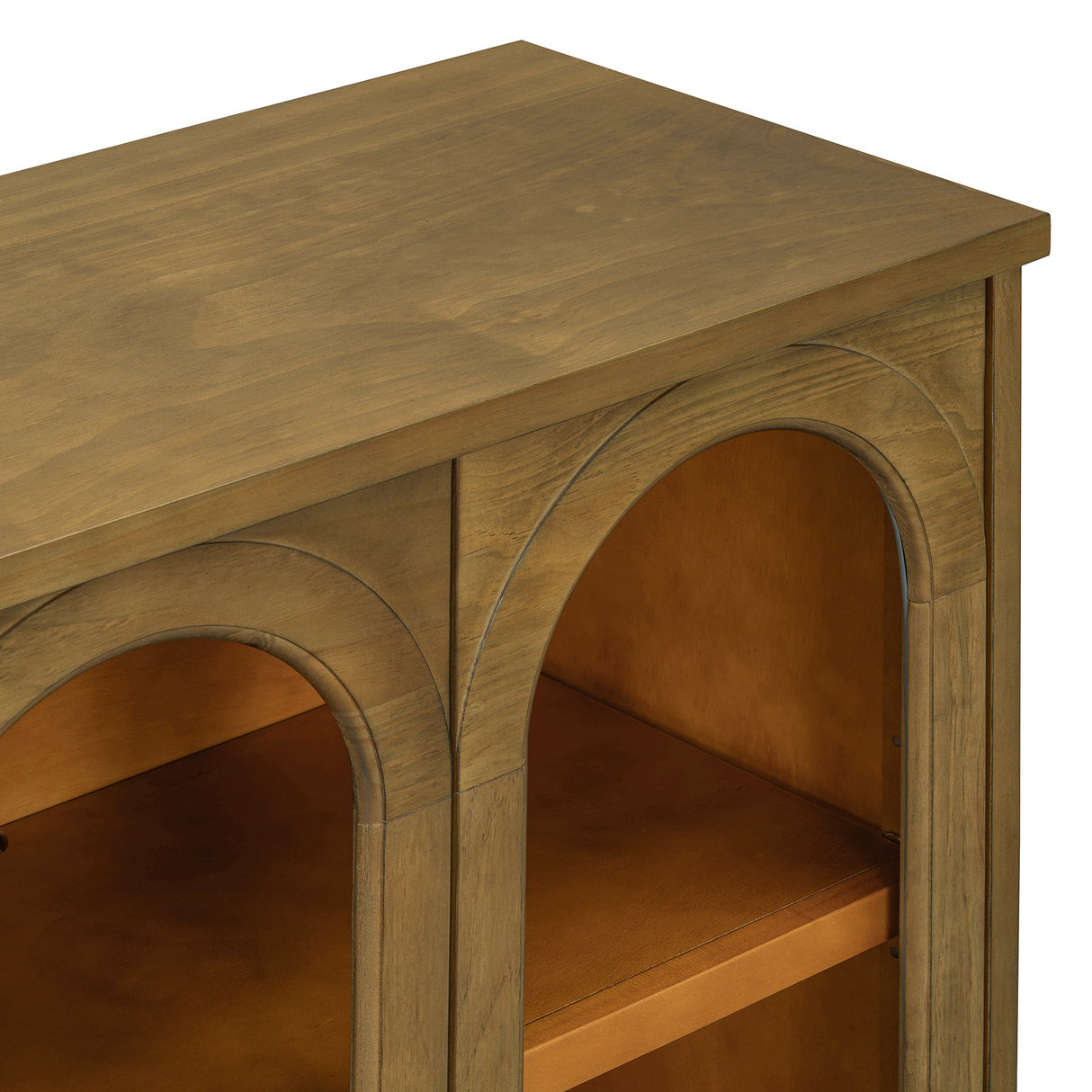 Arched Storage Cabinet with Glass Doors