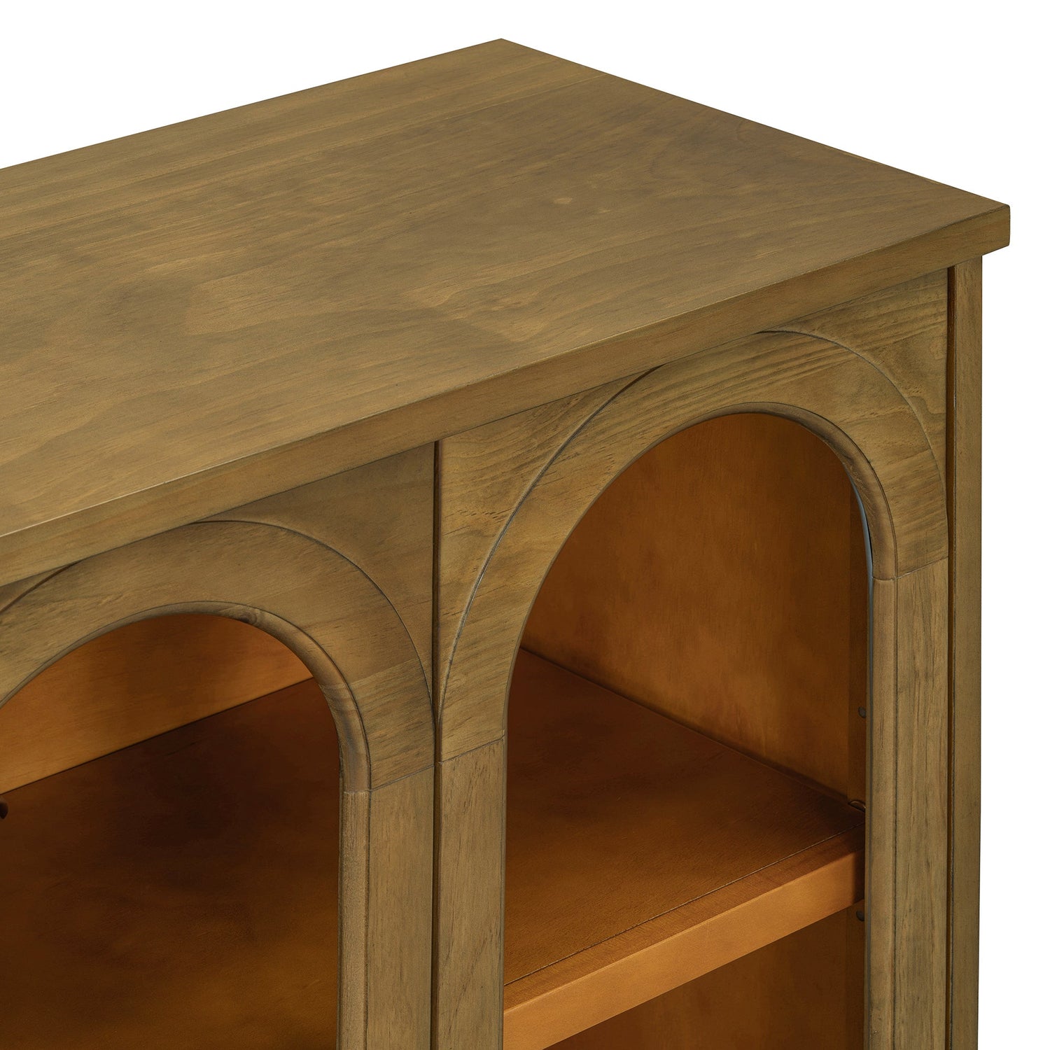Arched Storage Cabinet with Glass Doors