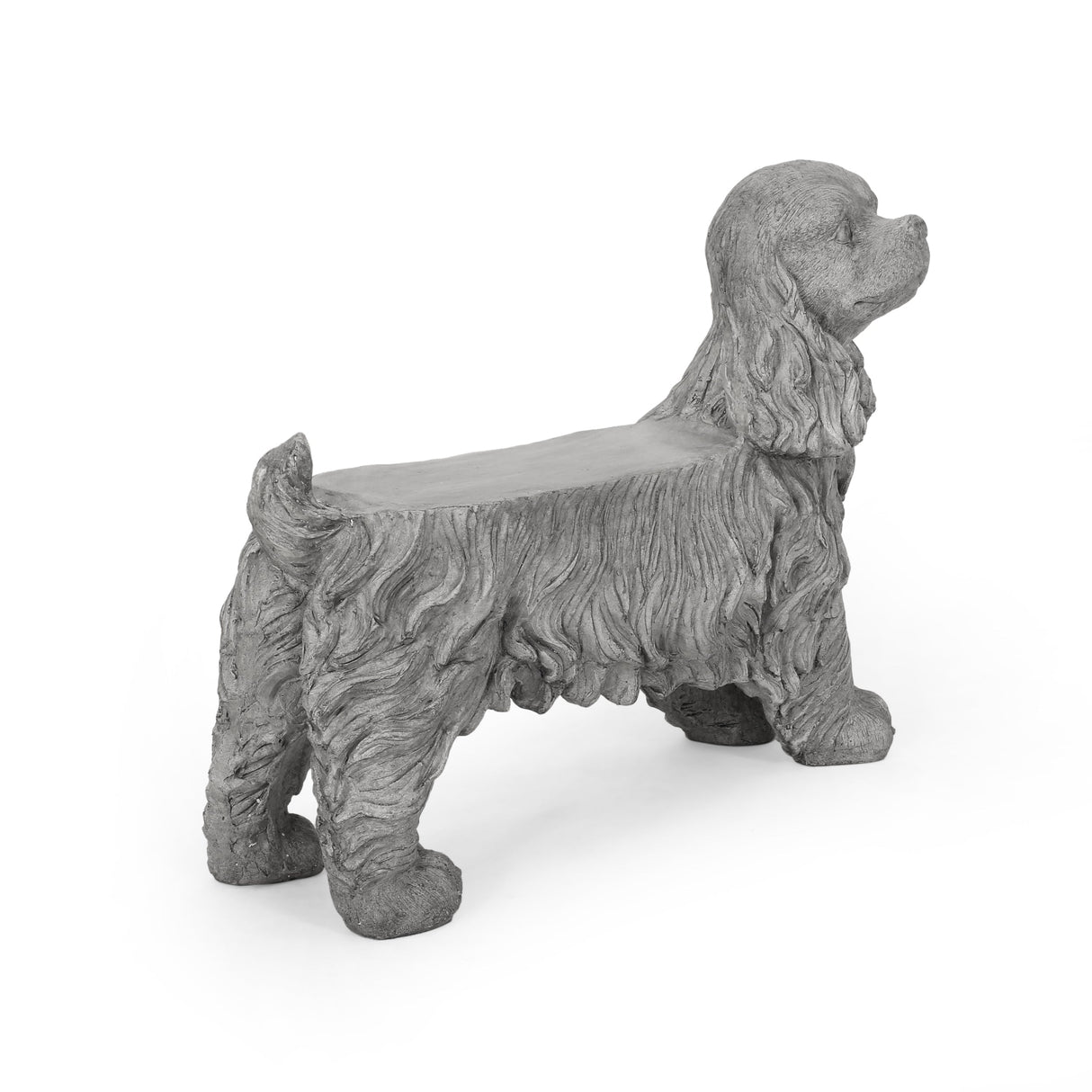 Charming Cocker Spaniel Dog Statue Bench Gray Magnesium Oxide 31.25'