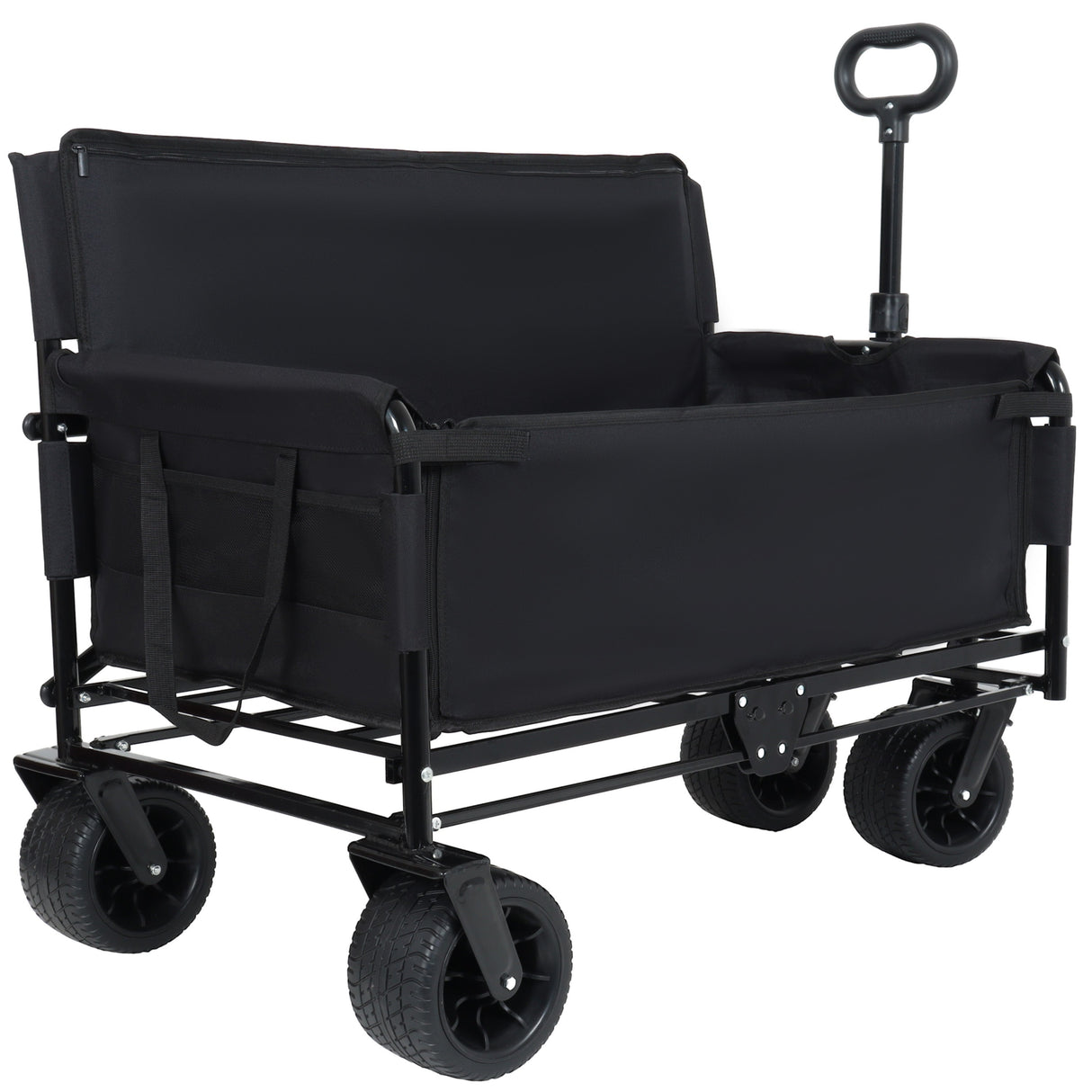 3-in-1 Convertible Folding Wagon Cart with Bench Seat & Storage