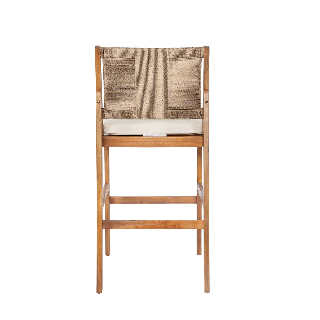 4 Pieces Natural Outdoor Bar Stool Set - Solid Acacia Wood and Woven Wicker