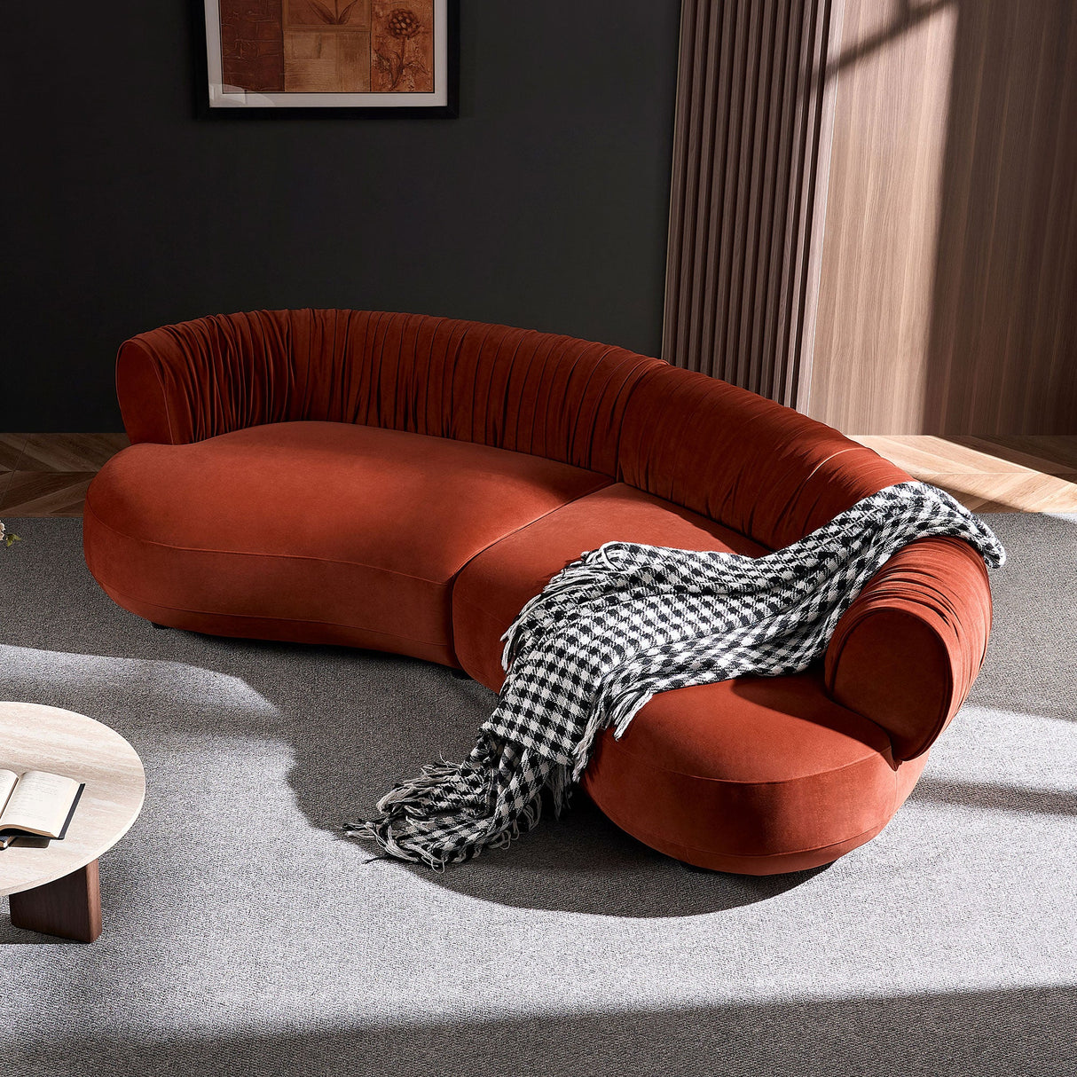 Modern Curved Sofa with Elegant Crescent Silhouette Design