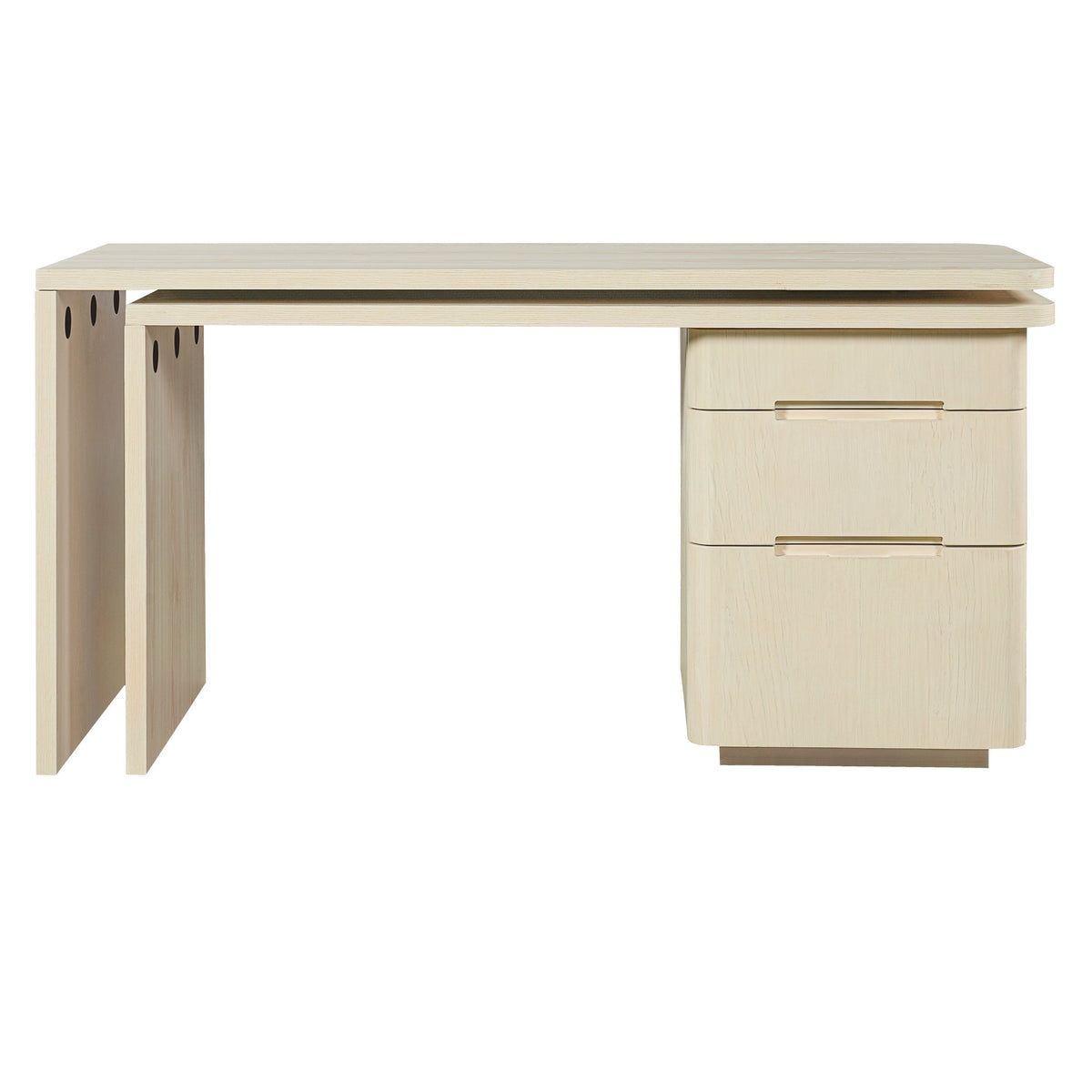 90" Modern L Shaped Desk with Rotating Design - Natural Wood or Walnut