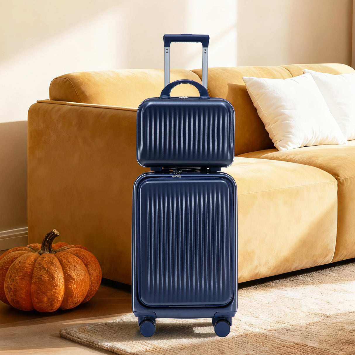 14'/20' 2-Piece ABS Spinner Wheel Luggage Set with Combination Lock