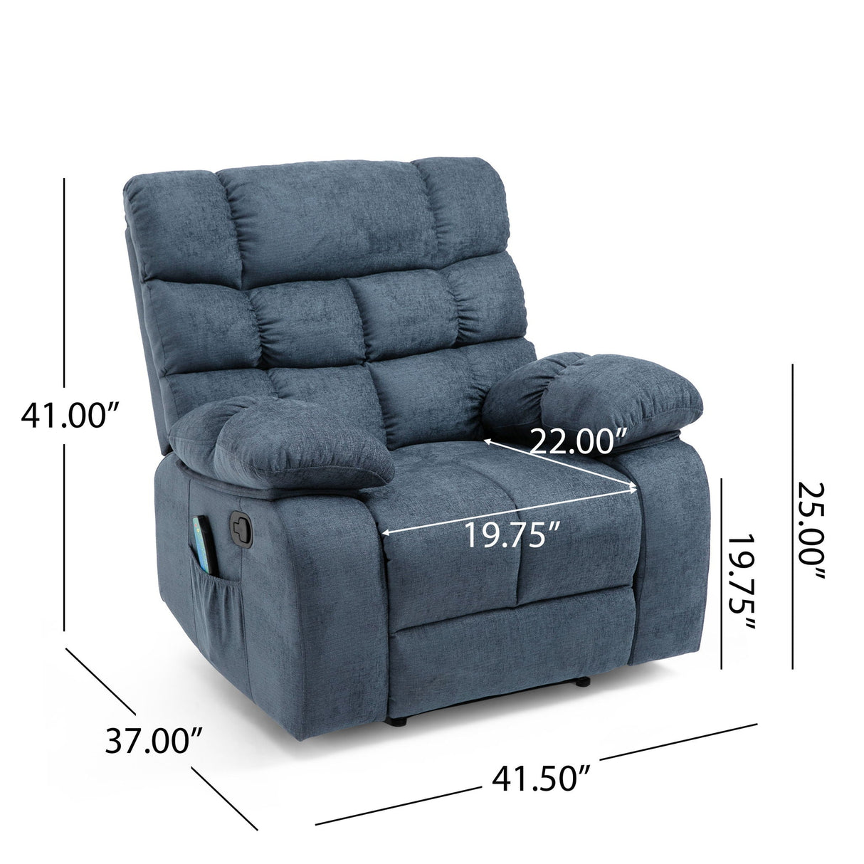 Contemporary Massage Recliner with Pillow Tufted Design - Charcoal