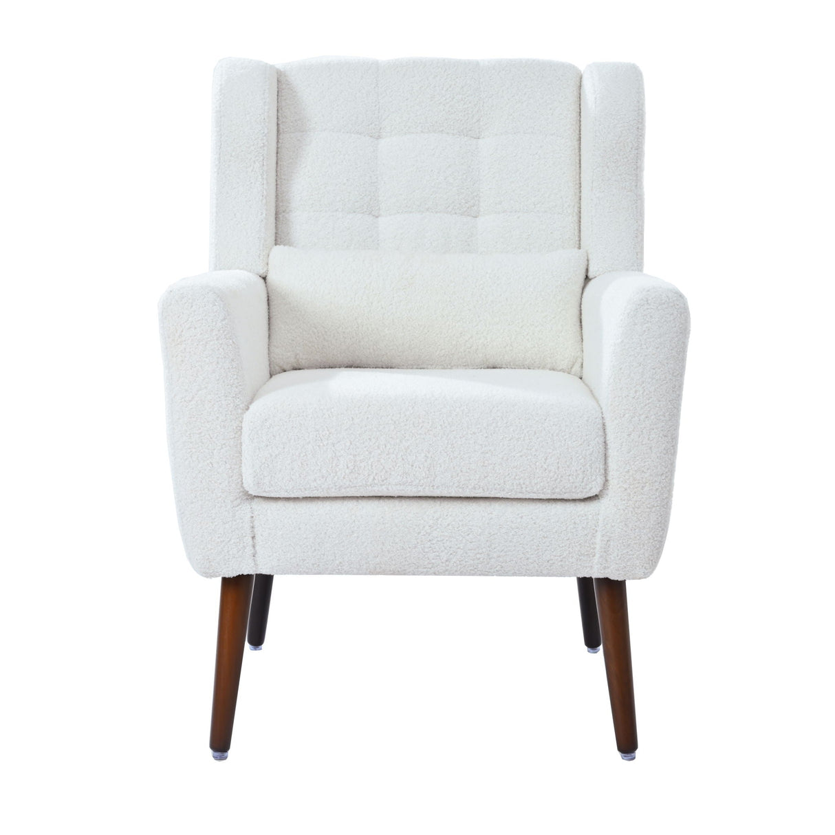 Modern Accent Chair, Arm Chairs For Living Room, Upholstered Mordern Armchair, Comfy Soft Padded Lounge Chair In Small Space, Bedroom, With Pillow, Solid Wood Leg