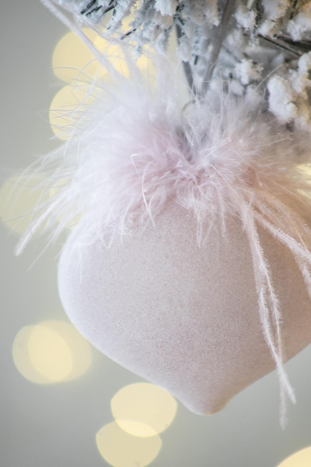 Christmas Ball Ornaments - Set of 6 Pink Glass Hanging Decorations