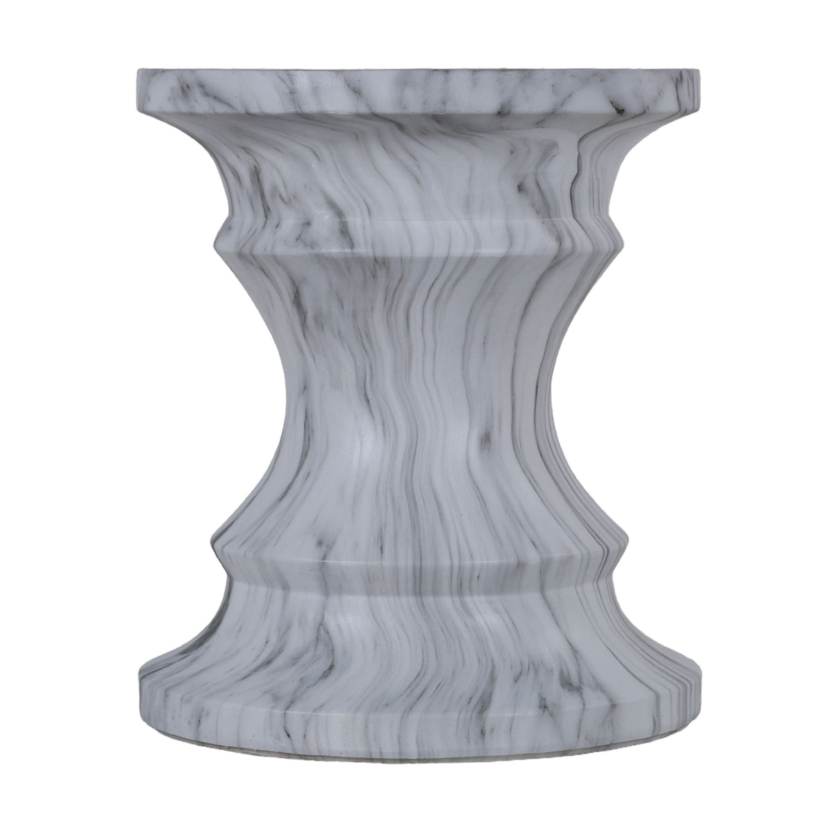 Geometric Round Outdoor End Table - Marble