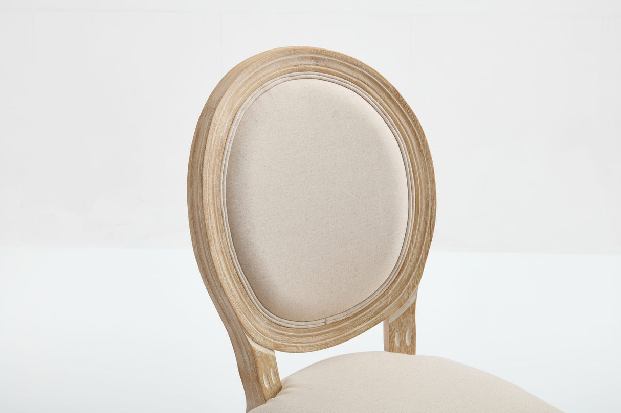 French Country Dining Chairs Set of 2 with Upholstered Round Back