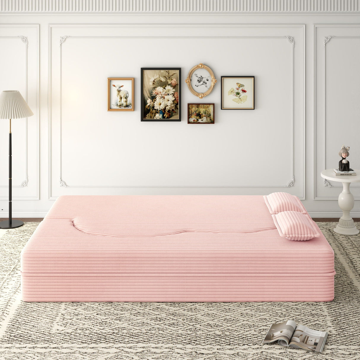 Convertible Foam-Filled Sleeper Sofa Bed With 2 Pillows