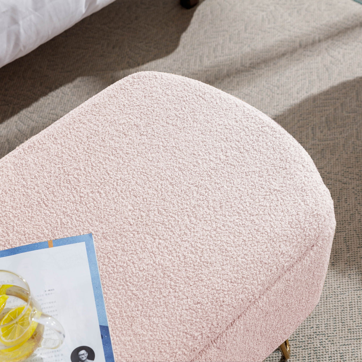 Storage Ottoman Bench For End Of Bed Legs, Modern Camel Faux Fur Entryway Bench Upholstered Padded With Storage For Living Room Bedroom