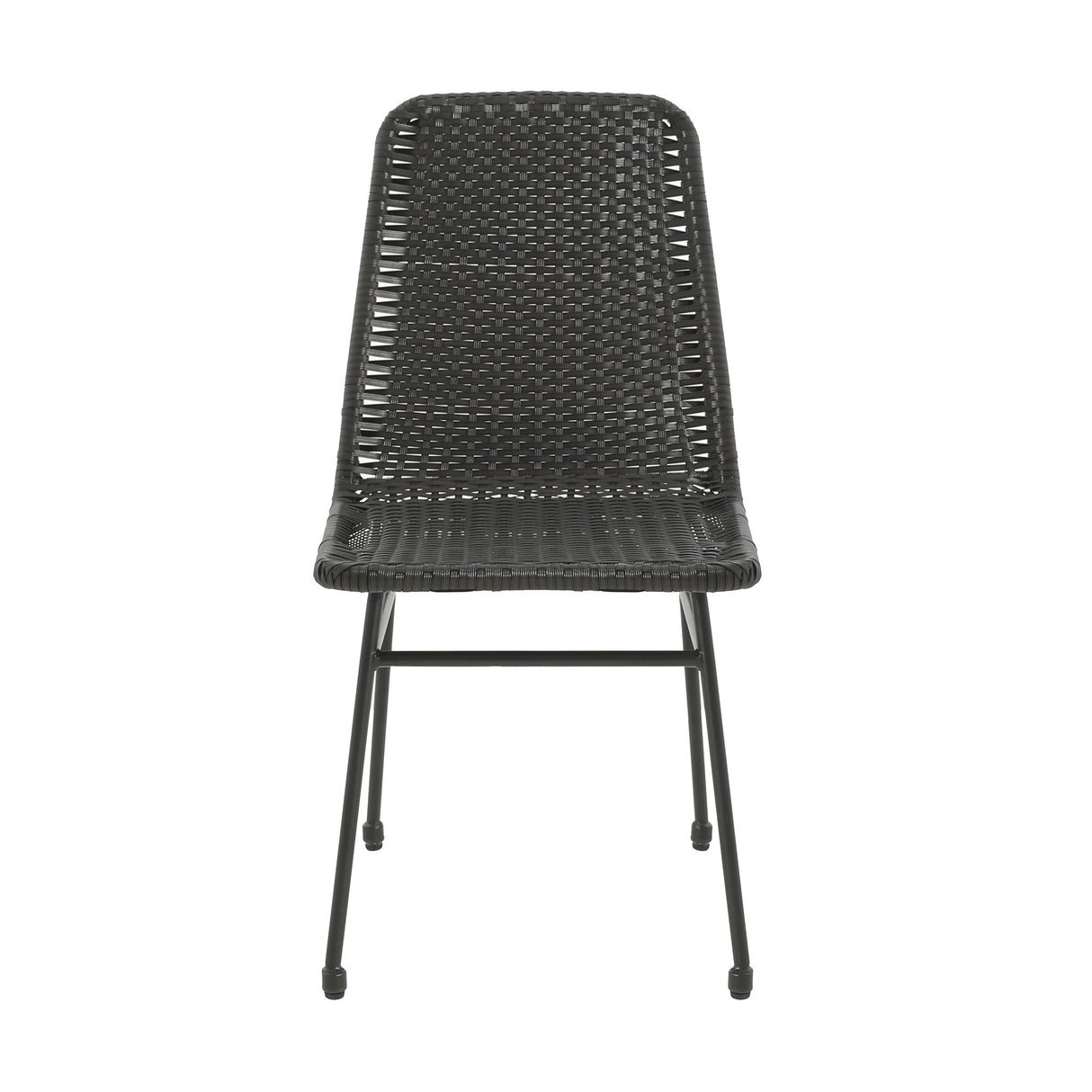 Outdoor Dining Chairs (Set of 2) with Rattan Backrest and Cushions