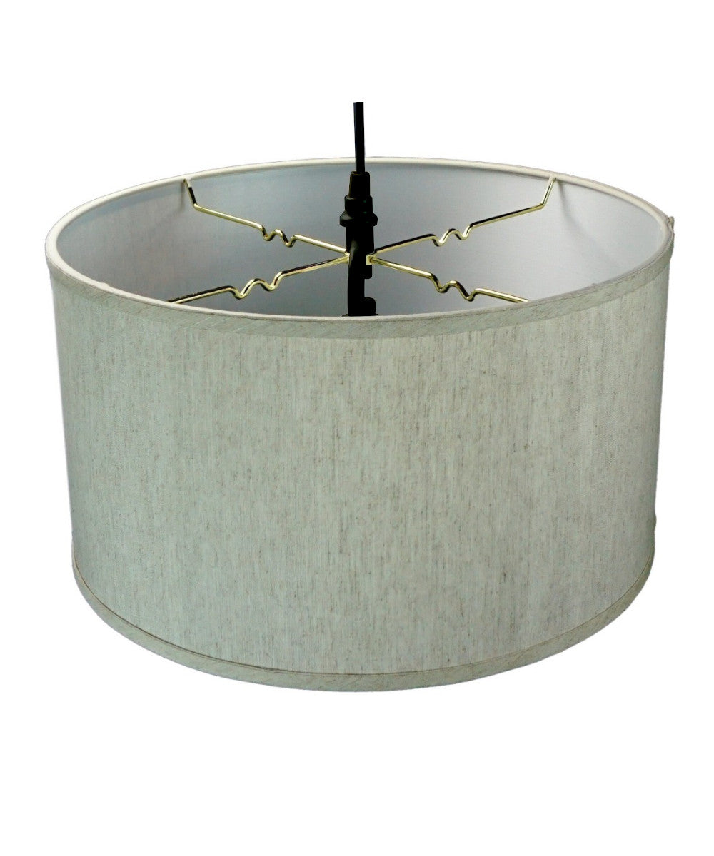 18"W 2 Light Swag Plug-In Pendant Textured Oatmeal with Diffuser Black Cord