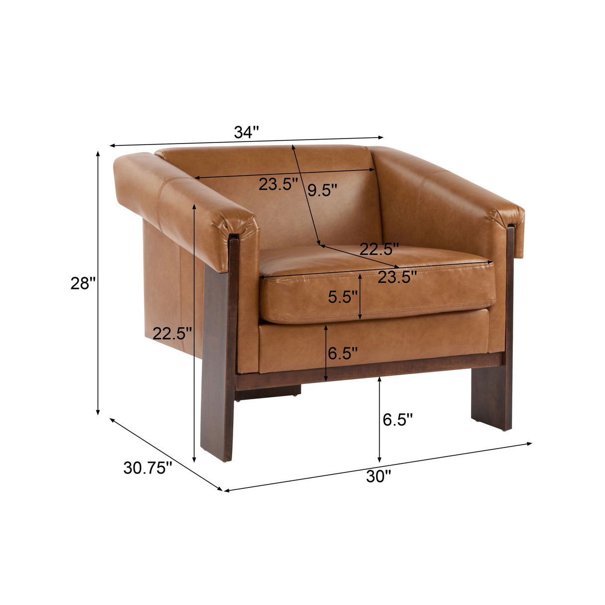 Sierra Vintage Modern Accent Chair With Deep Cushions And Wide Armrests