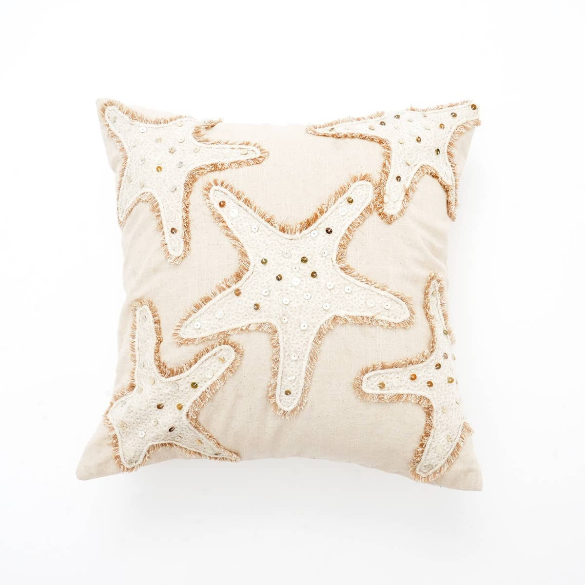 Starfish Embroidered Cushion 18x18"