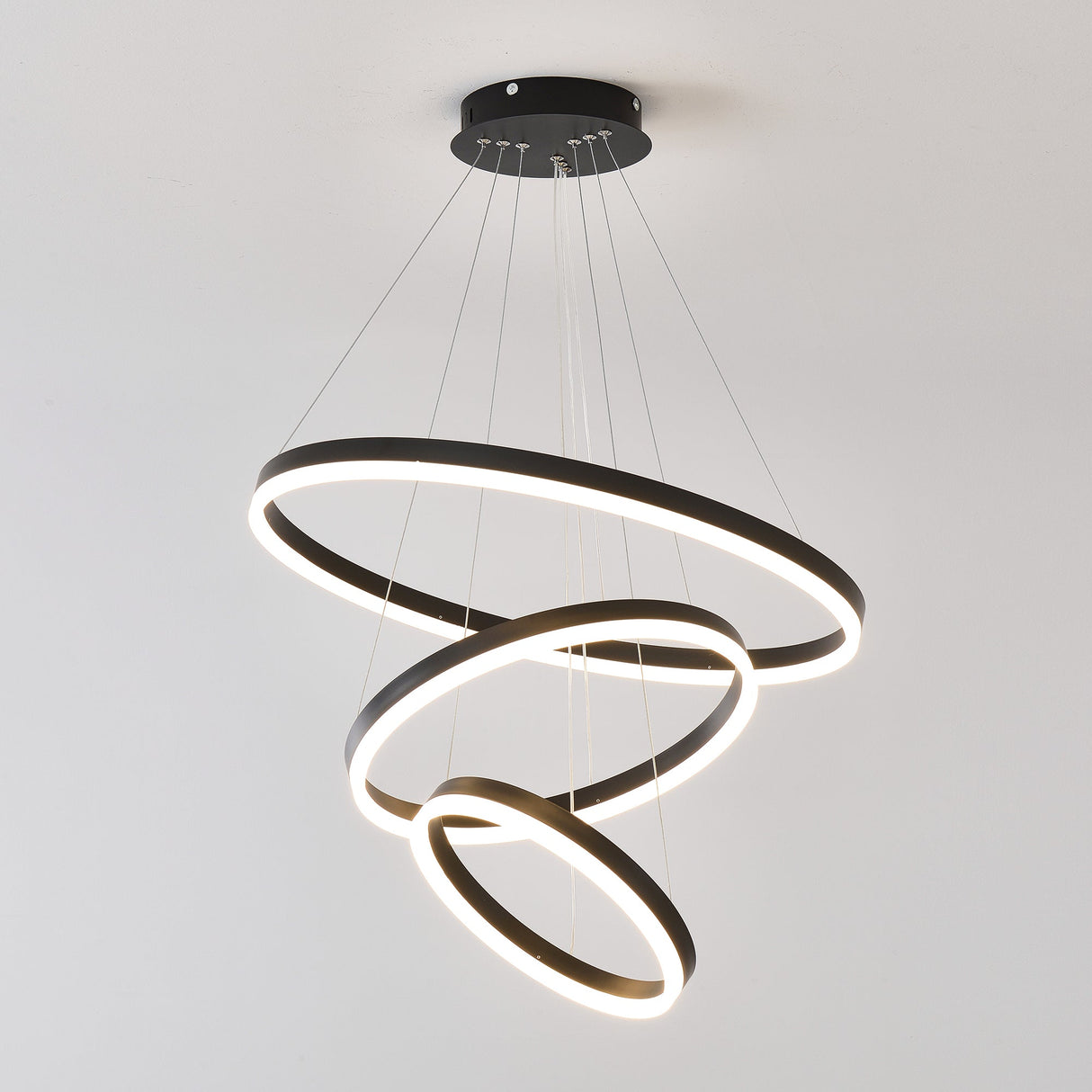 Modern 3 Rings Chandelier with Remote Control