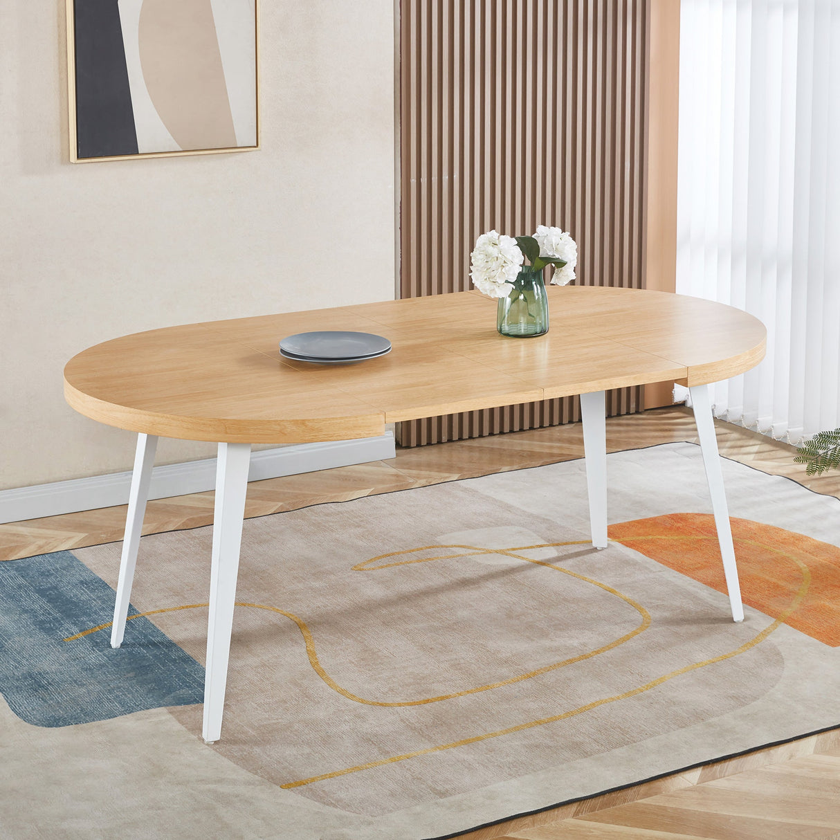 Extendable Dining Table with Metal Legs