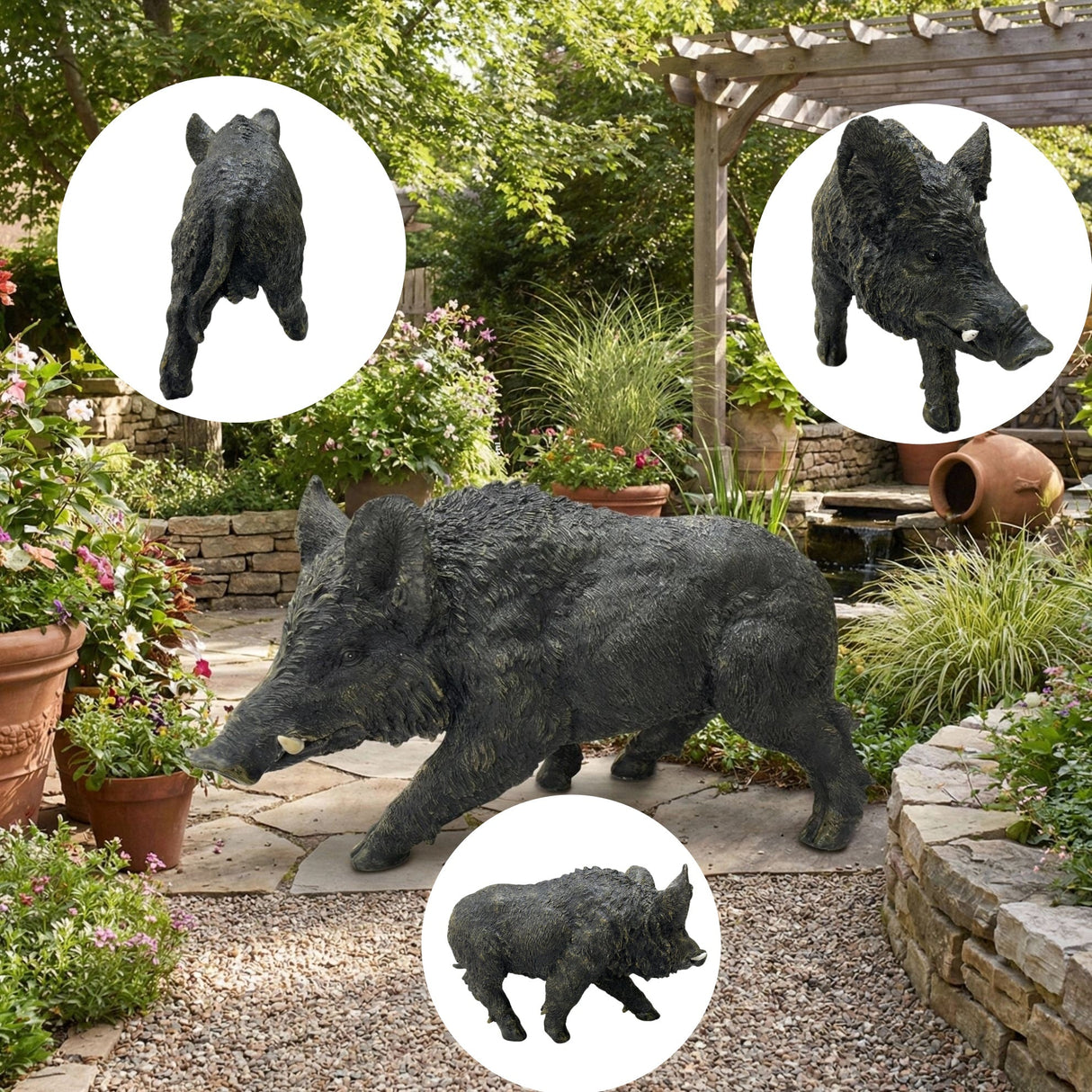 Simulated Wild Boar Resin Garden Statue