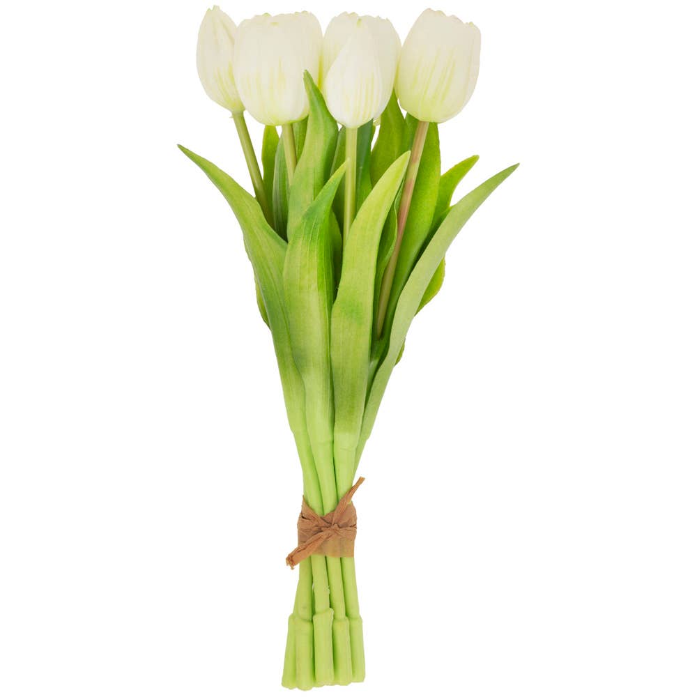 12.5" FRESH PICKED WHITE FAUX TULIP BUNDLE