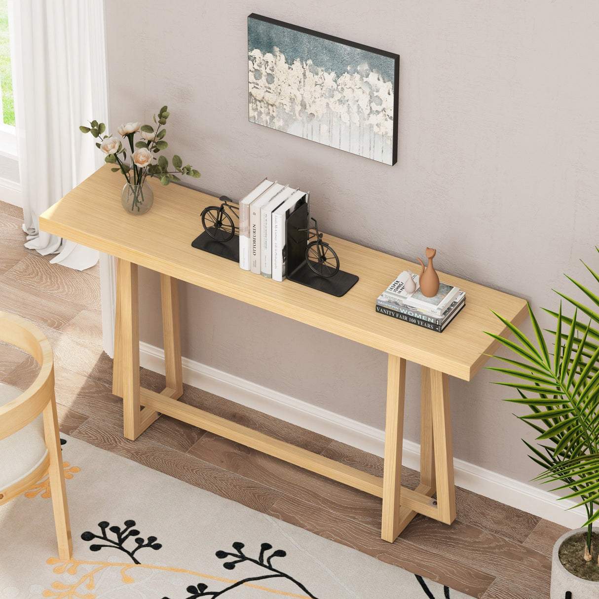59.84'' Stylish Rectangular Natural Console Table