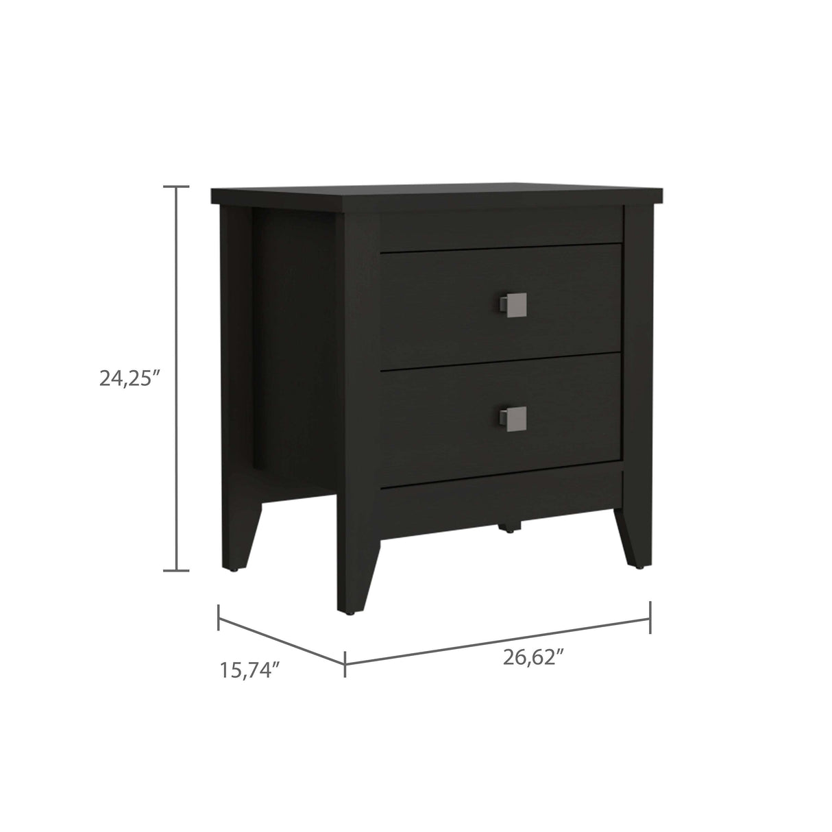 Breeze Four-Legged Modern Bedroom Nightstand with Two Drawers