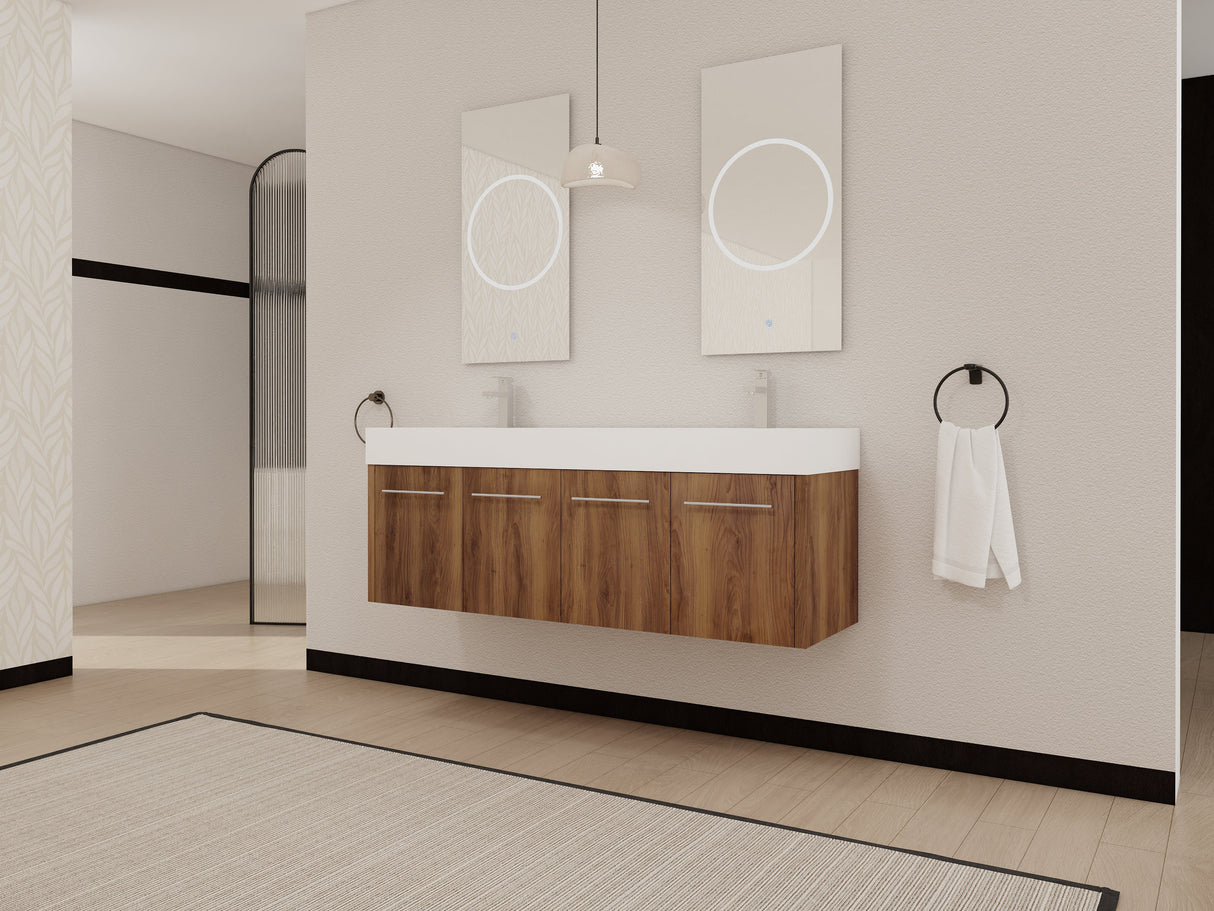 60 Inch Wall-Mounted Bathroom Vanity with Sink