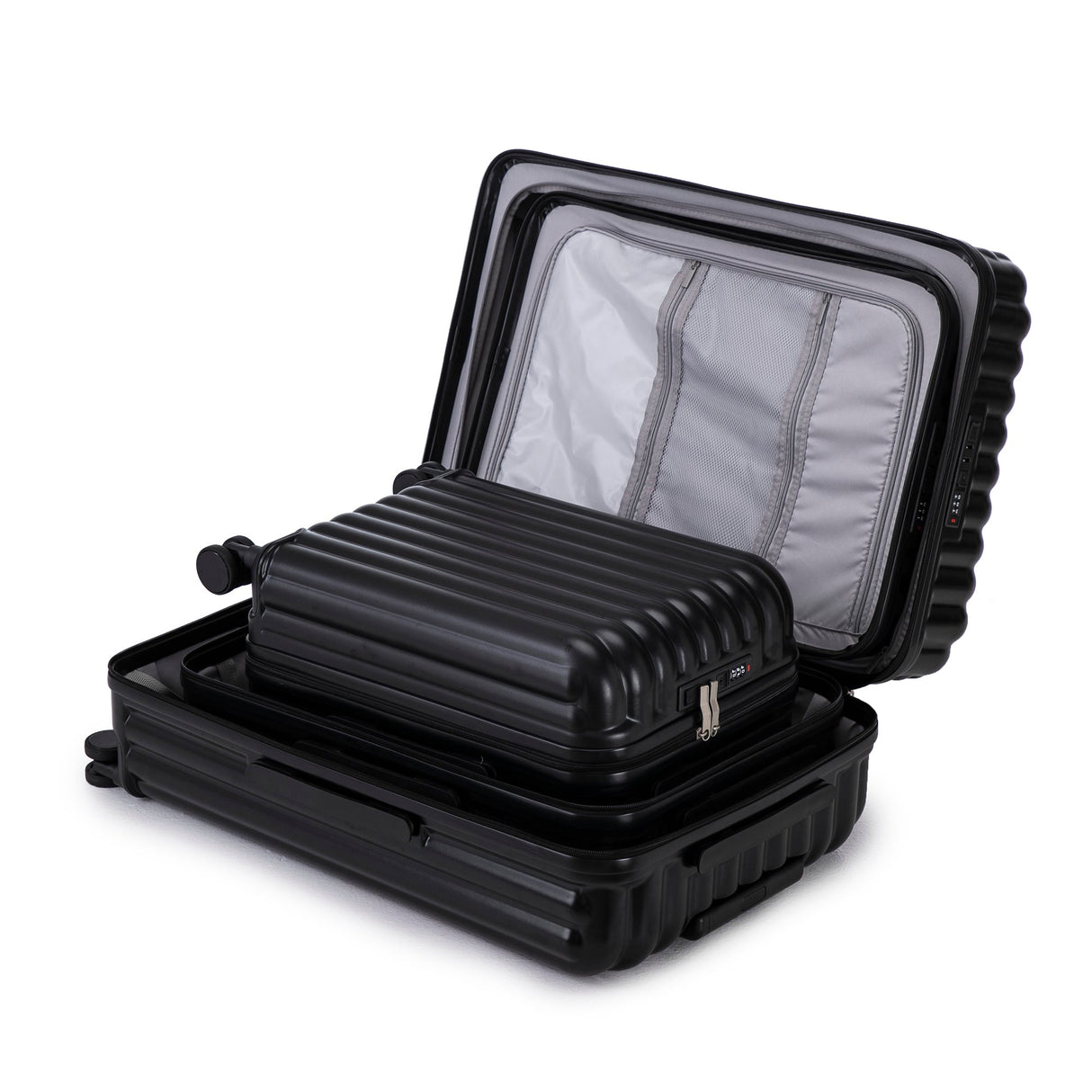 ABS Spinner Wheel Luggage Carry On Suitcase with Cup Holder and USB Port