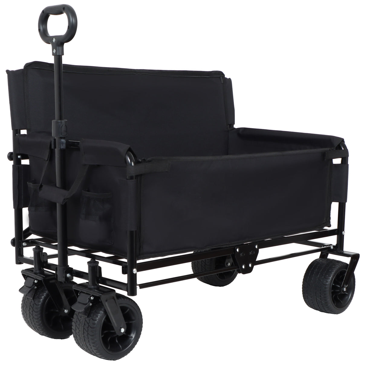 3-in-1 Convertible Folding Wagon Cart with Bench Seat & Storage