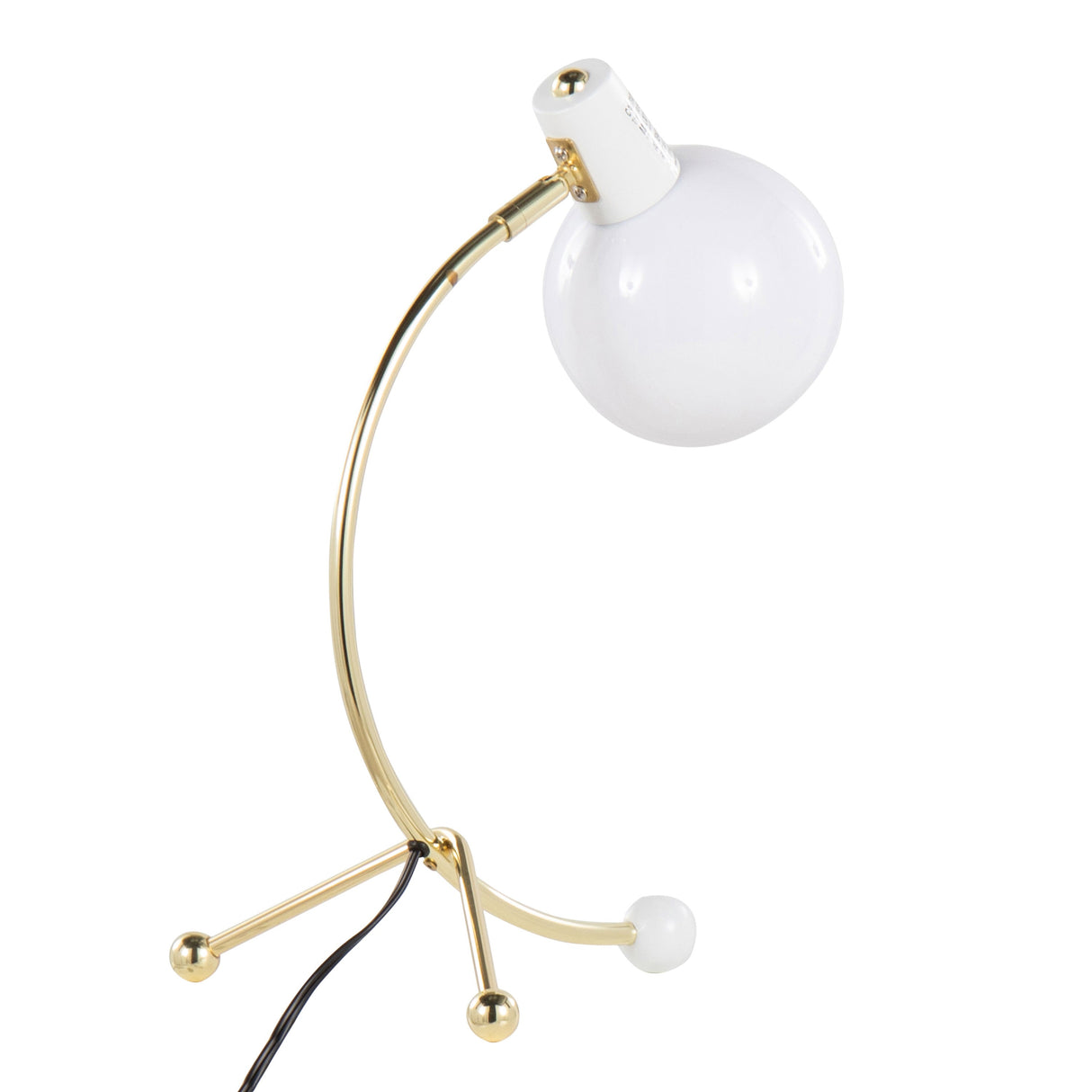 Eileen Contemporary Task Lamp in Gold Metal and White Shade