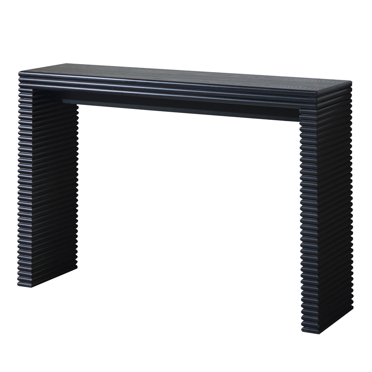 47" Modern Black Wood Console Table with Ribbed Legs