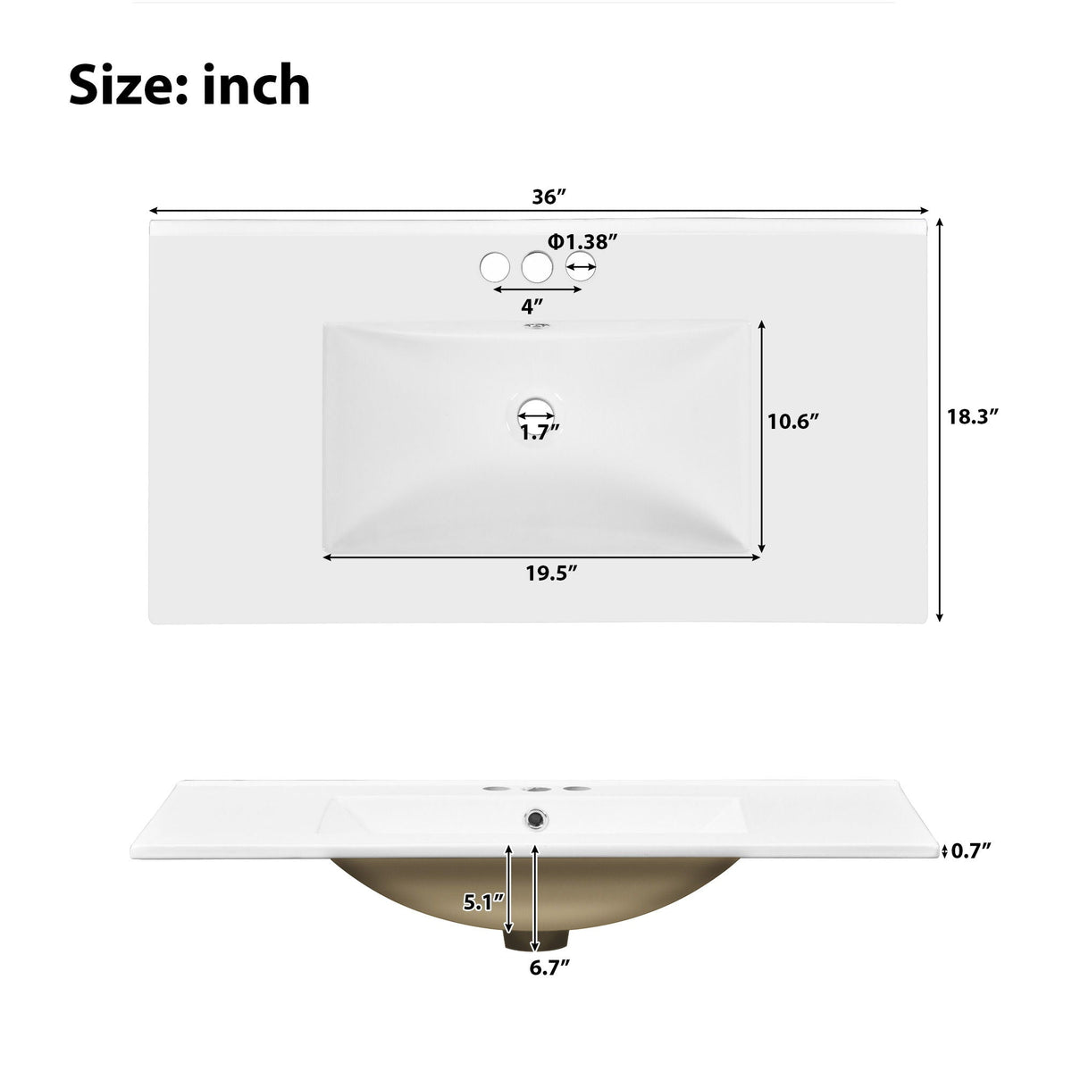 Bathroom Vanity With Sink, Soft Close Doors, Adjustable Shelves