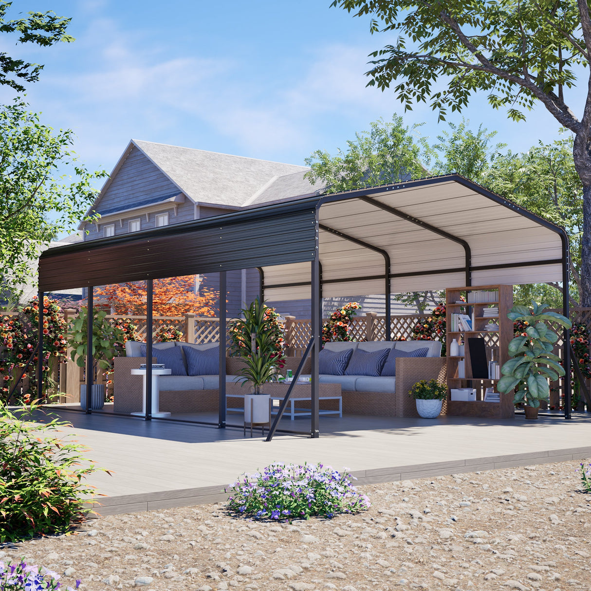 13x20 FT Metal Carport with Upgraded Frame