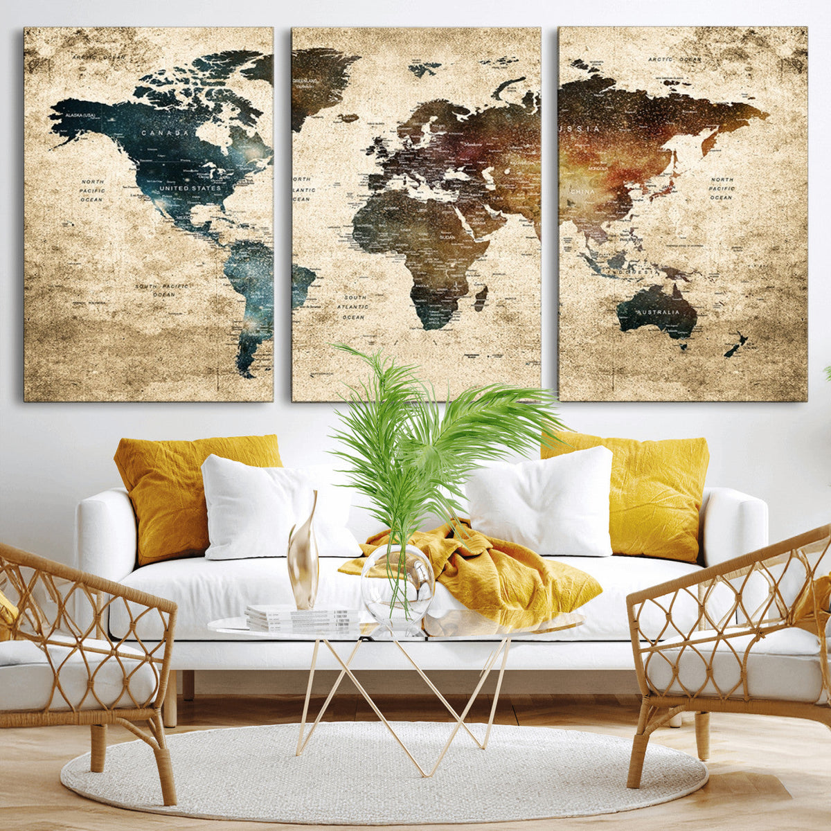 World Map Canvas Print – Detailed Map of the World Wall Art