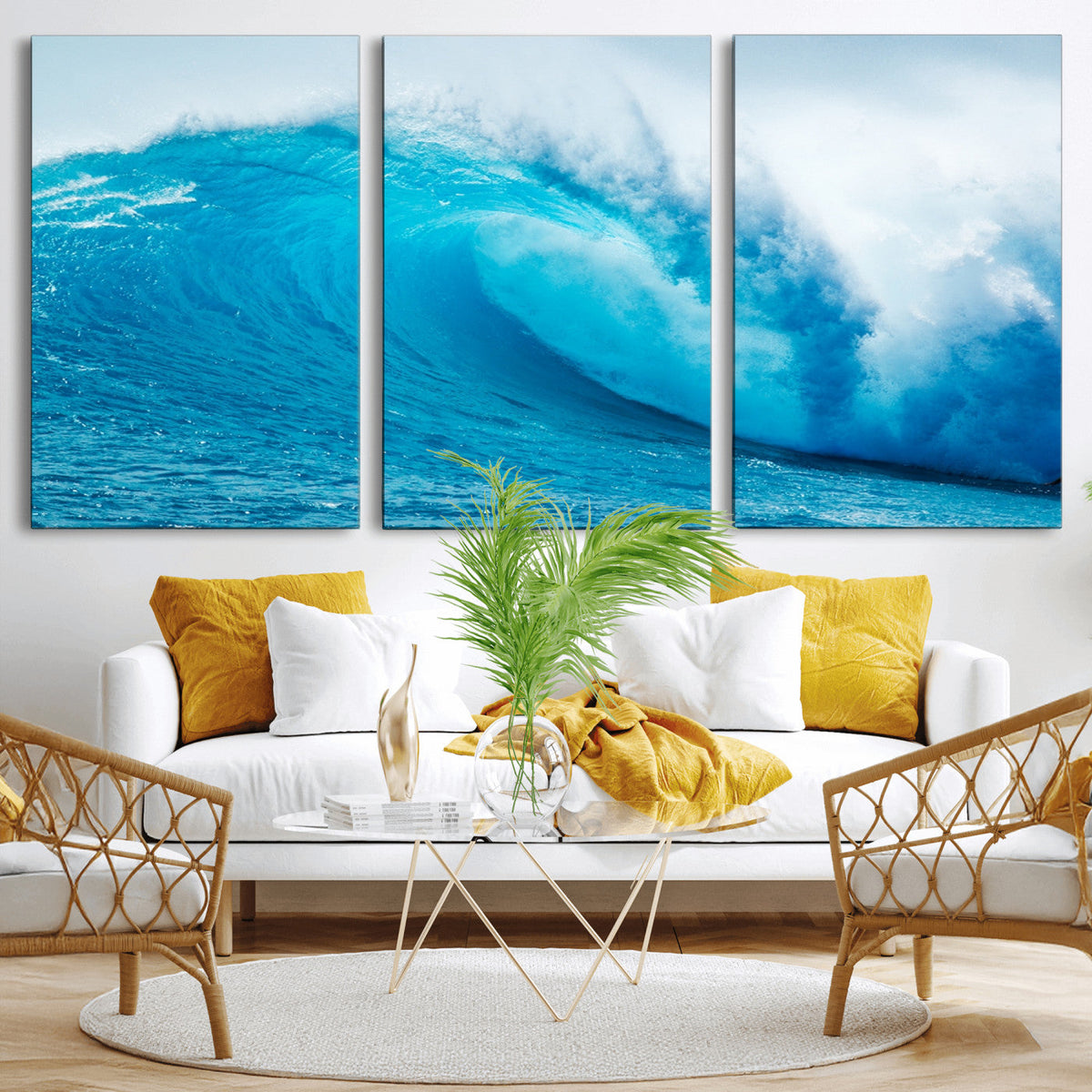 Big Ocean Surfing Wave Wall Art Canvas Print