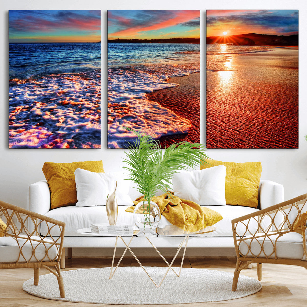 Colorful Coastal Sunset on the Beach Canvas Print, Ocean