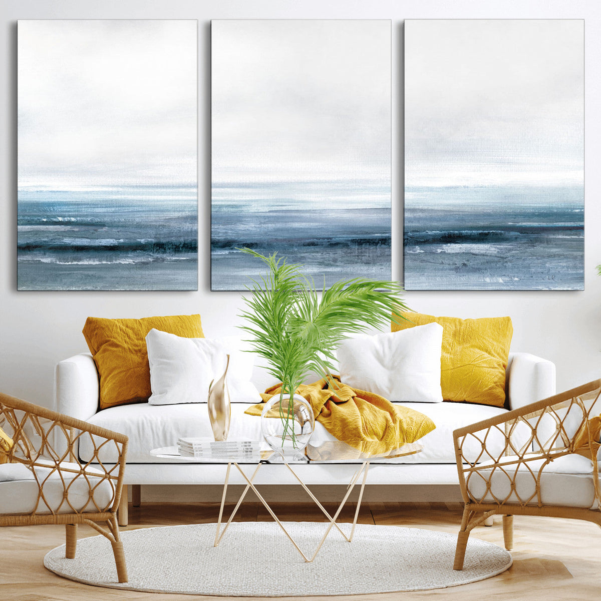 Blue Ocean Abstract Artwork Wall Art Canvas Print